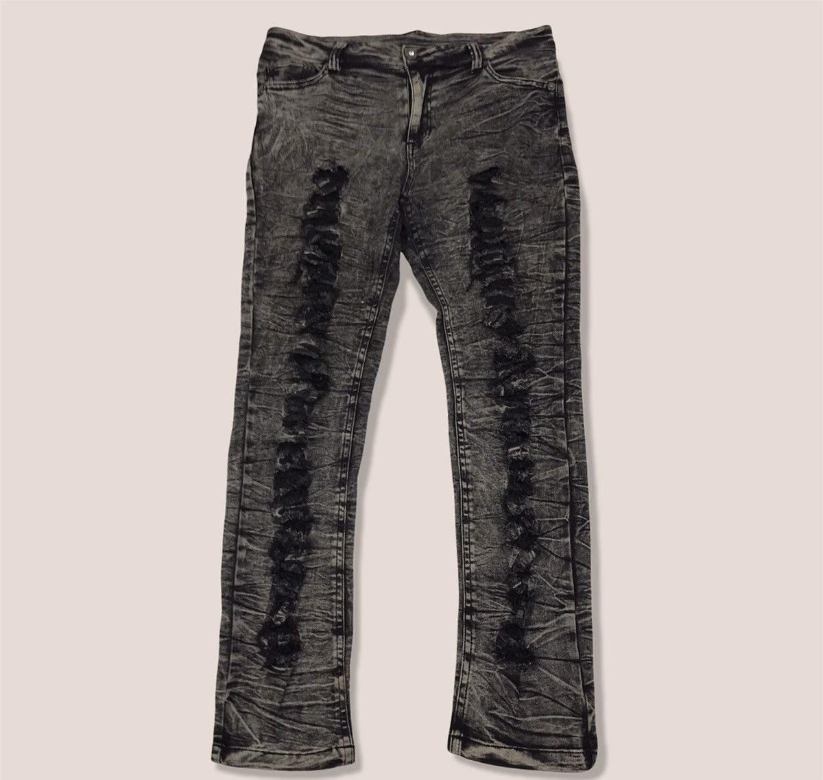Japanese Brand Distressed Acid Wash Stretchable Jeans Size US 35 - 1 Thumbnail