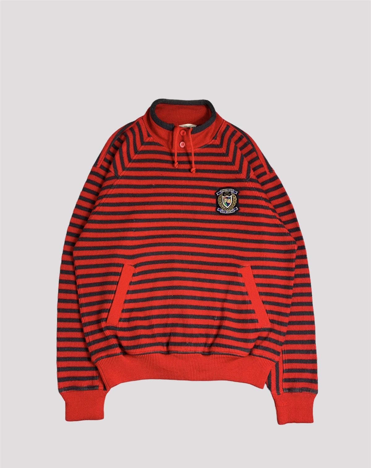 Japanese Brand × Vintage Vintage 90s Pia Sports Patch Logo Striped Sweatshirt Size US L / EU 52-54 / 3 - 1 Thumbnail
