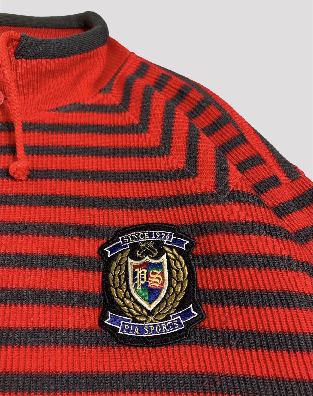 Japanese Brand × Vintage Vintage 90s Pia Sports Patch Logo Striped Sweatshirt Size US L / EU 52-54 / 3 - 7 Thumbnail