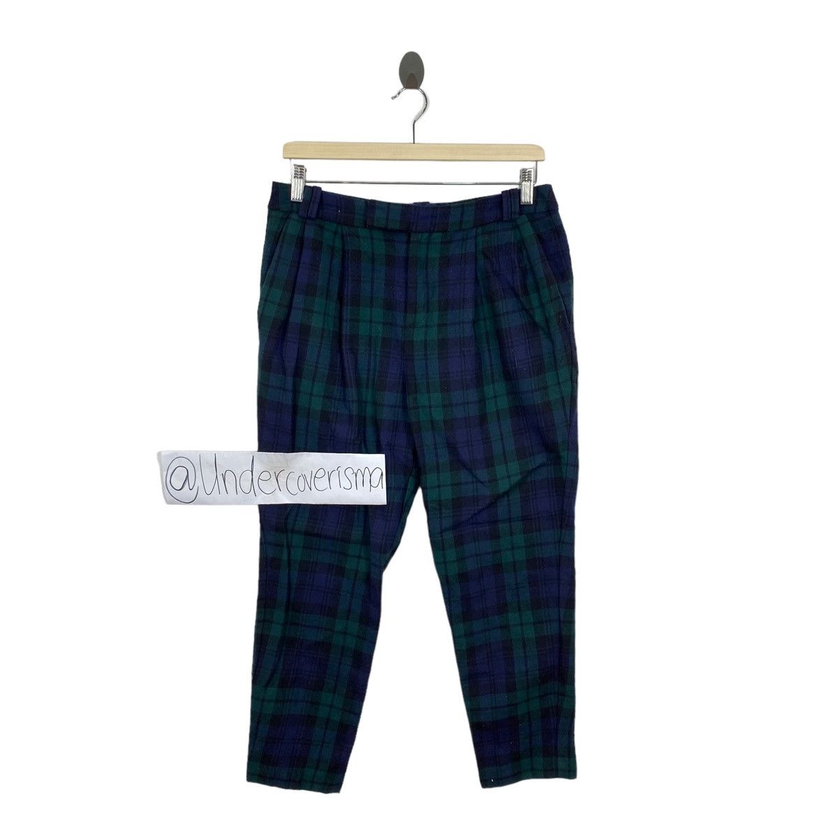 image of Vintage Comptoir Des Cotonniers French Brand Check Tartan Wool in Navy Green, Men's (Size 31)