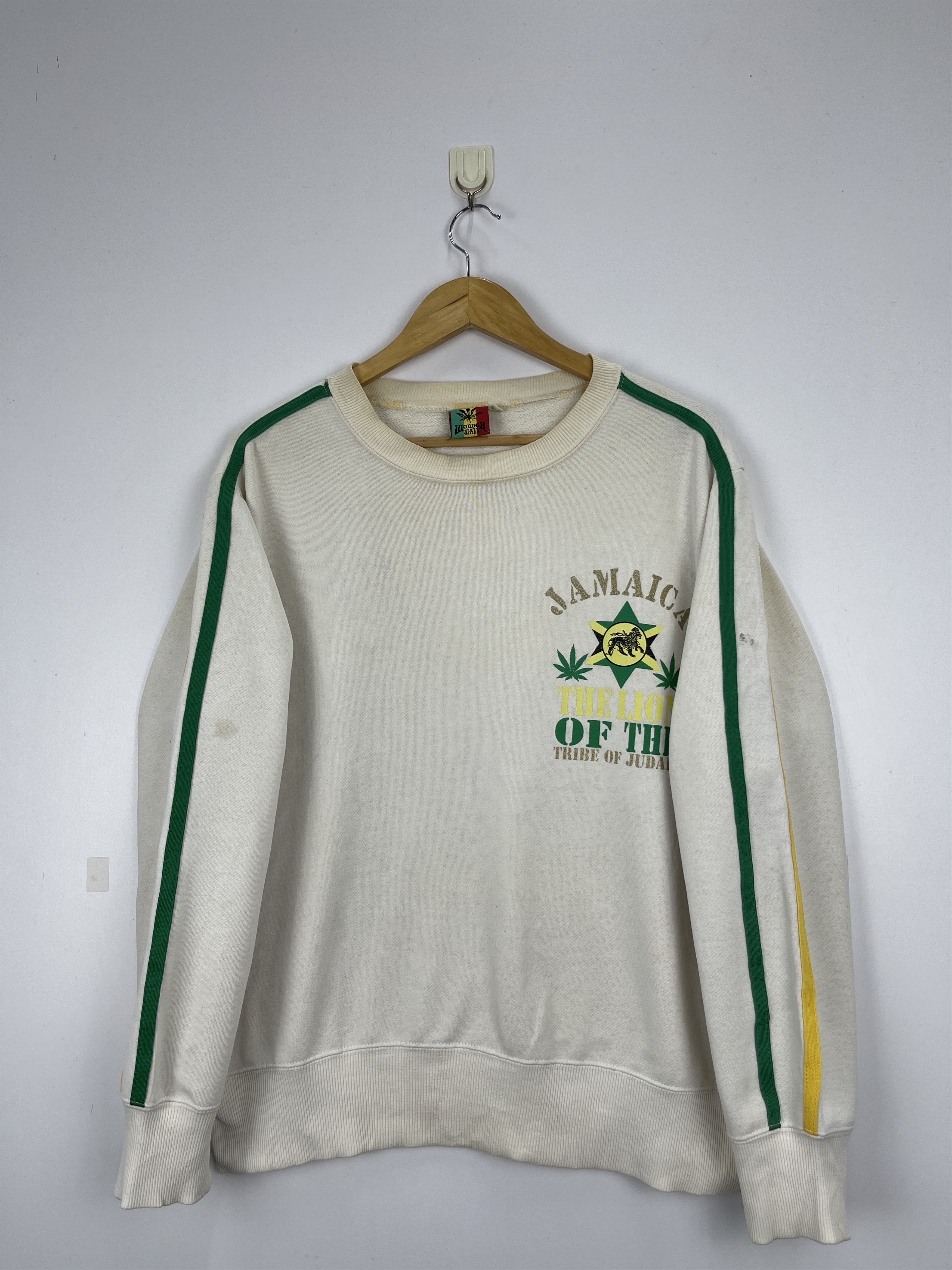 image of Vintage Bob Marley Marijuana Sweatshirt in White, Men's (Size Medium)