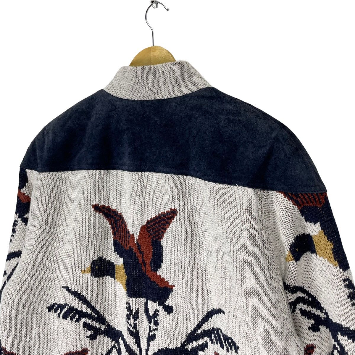 Aran Isles Knitwear 🌟MODE FRANCE DUCK LEATHER PART KNITWEAR JACKET Size L / US 10 / IT 46 - 5 Thumbnail