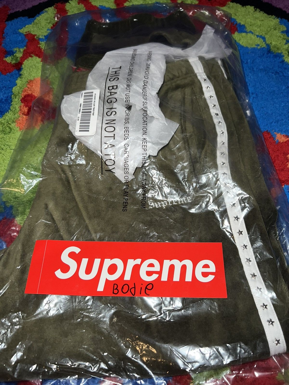 Supreme Supreme Studded Velour Track Pant Olive | Grailed