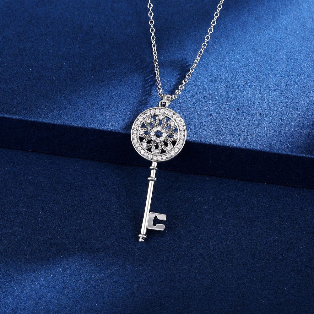 Jewelry Dazzling Crystal CZ Stone Key Necklace Size ONE SIZE - 2 Thumbnail