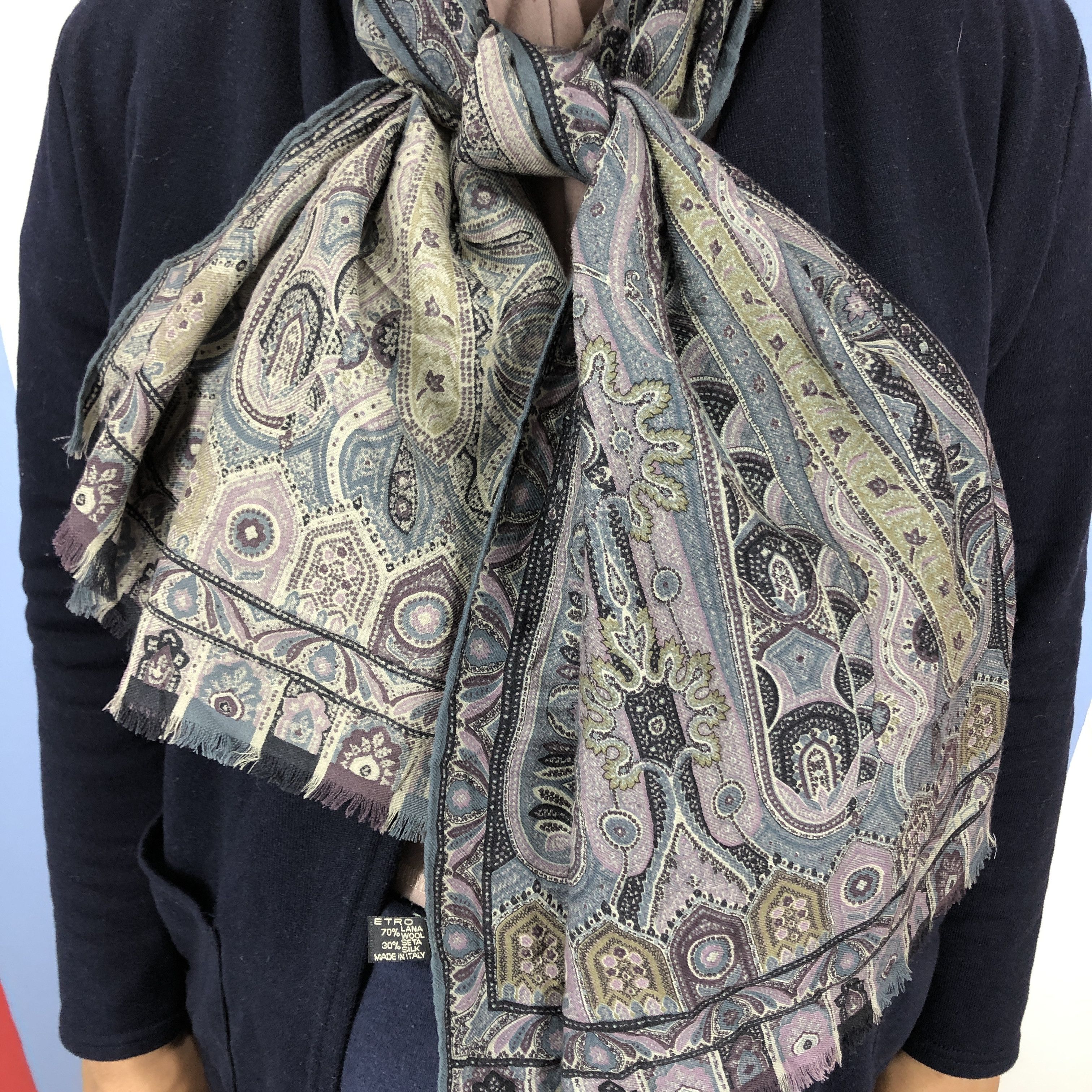 Etro ETRO Made In Italy Wool Silk Scarf Muffler #0989/AG Size ONE SIZE - 3 Thumbnail
