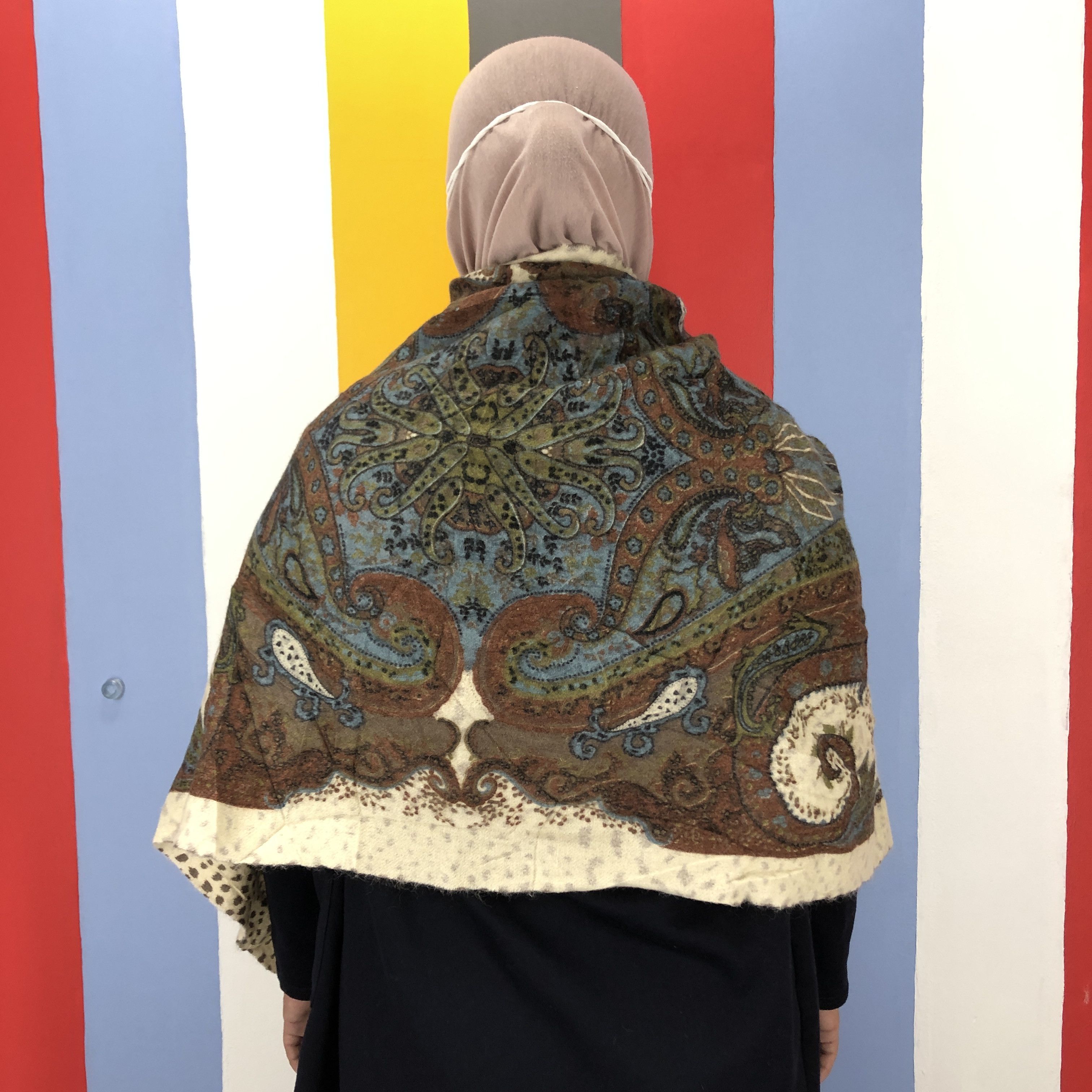 Other Paisley Design Wool Blanket Scarf / Shawl #0990/AG Size ONE SIZE - 4 Thumbnail