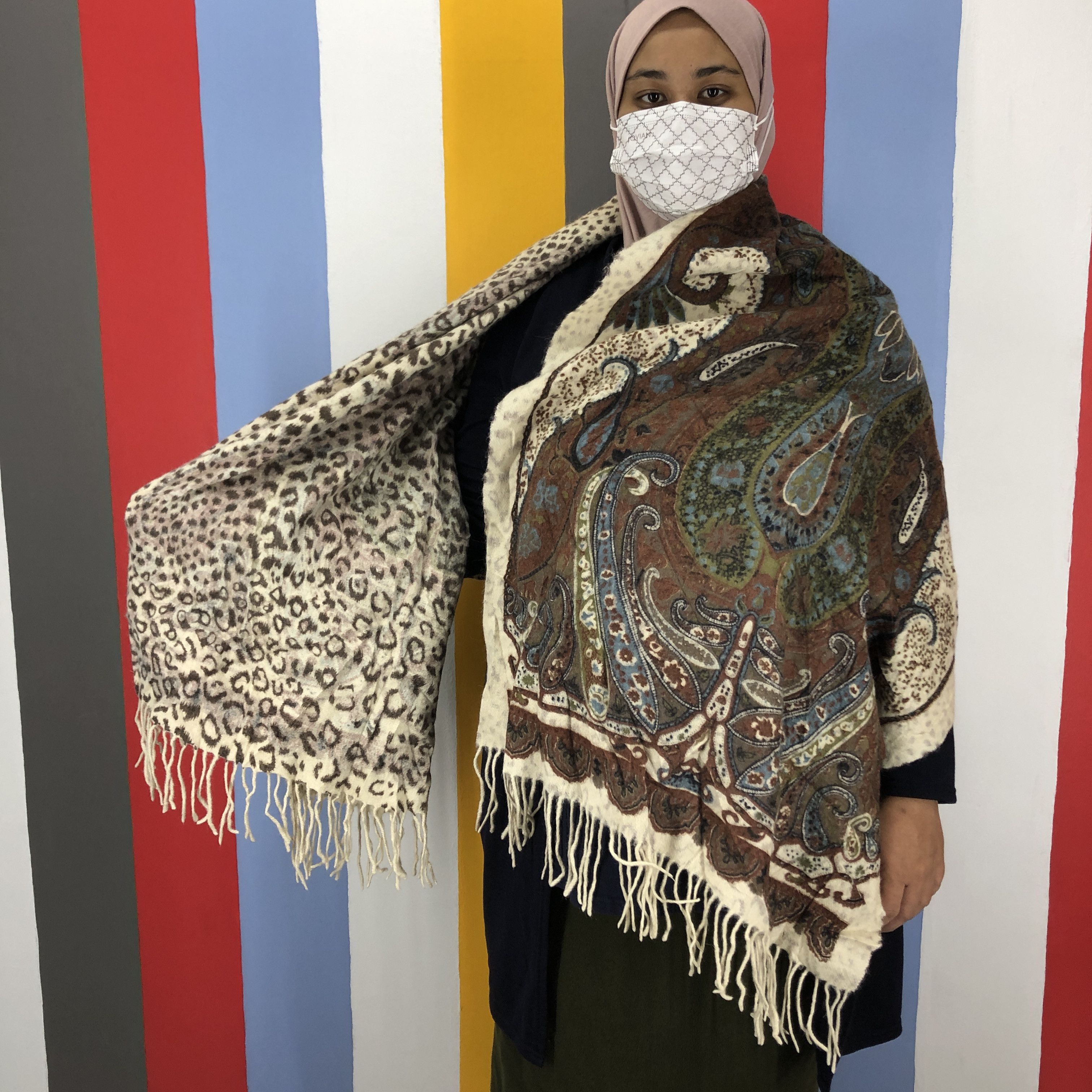 Other Paisley Design Wool Blanket Scarf / Shawl #0990/AG Size ONE SIZE - 3 Thumbnail