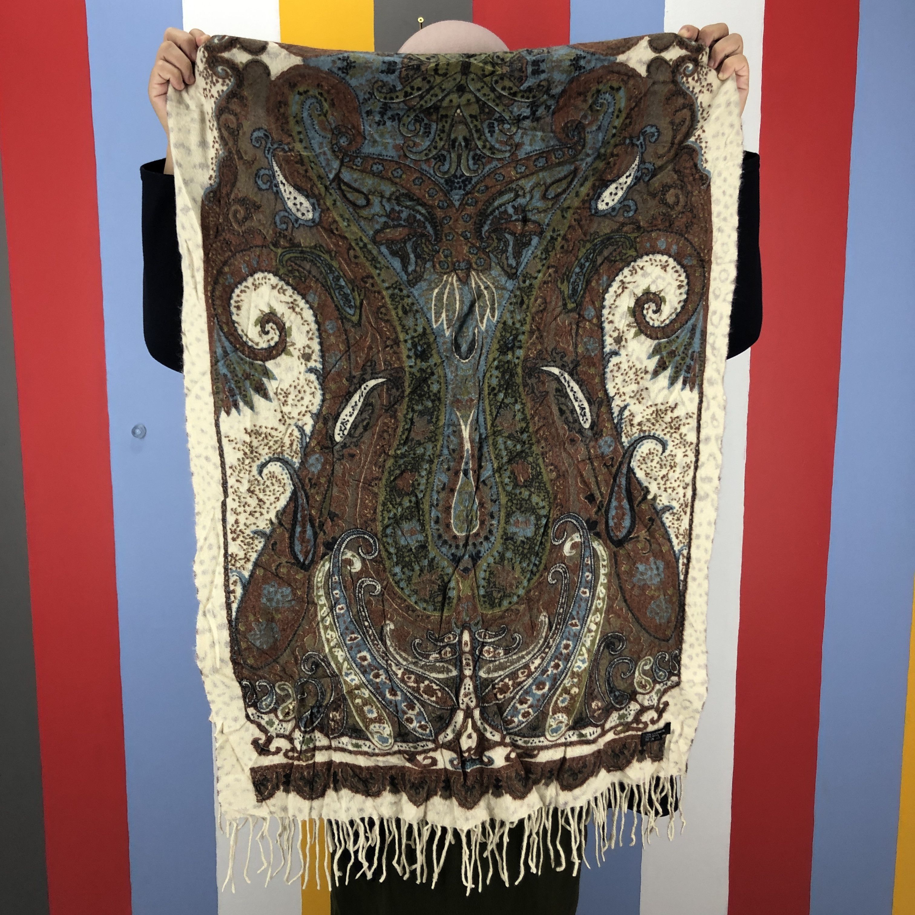 Other Paisley Design Wool Blanket Scarf / Shawl #0990/AG Size ONE SIZE - 5 Thumbnail