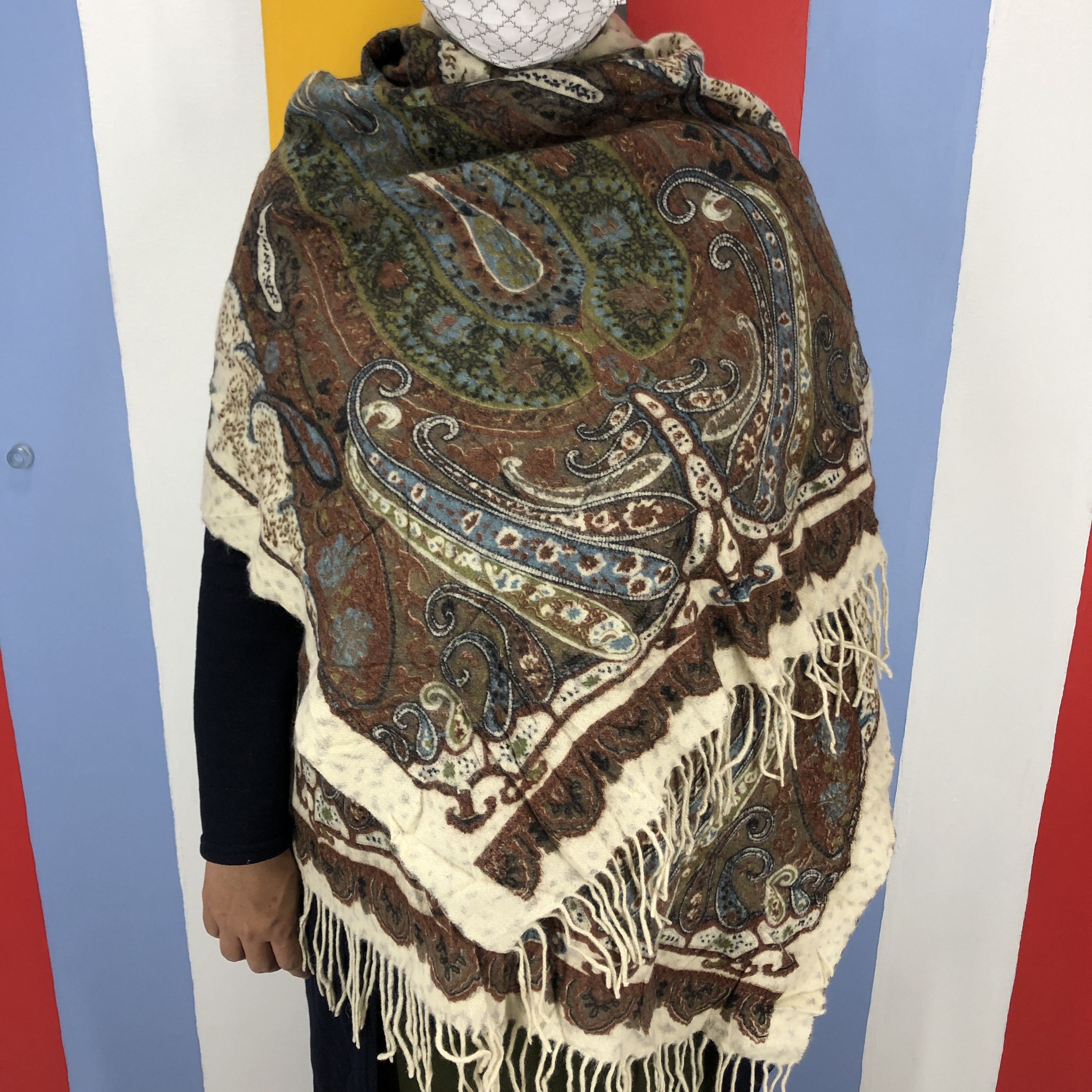 Other Paisley Design Wool Blanket Scarf / Shawl #0990/AG Size ONE SIZE - 2 Thumbnail