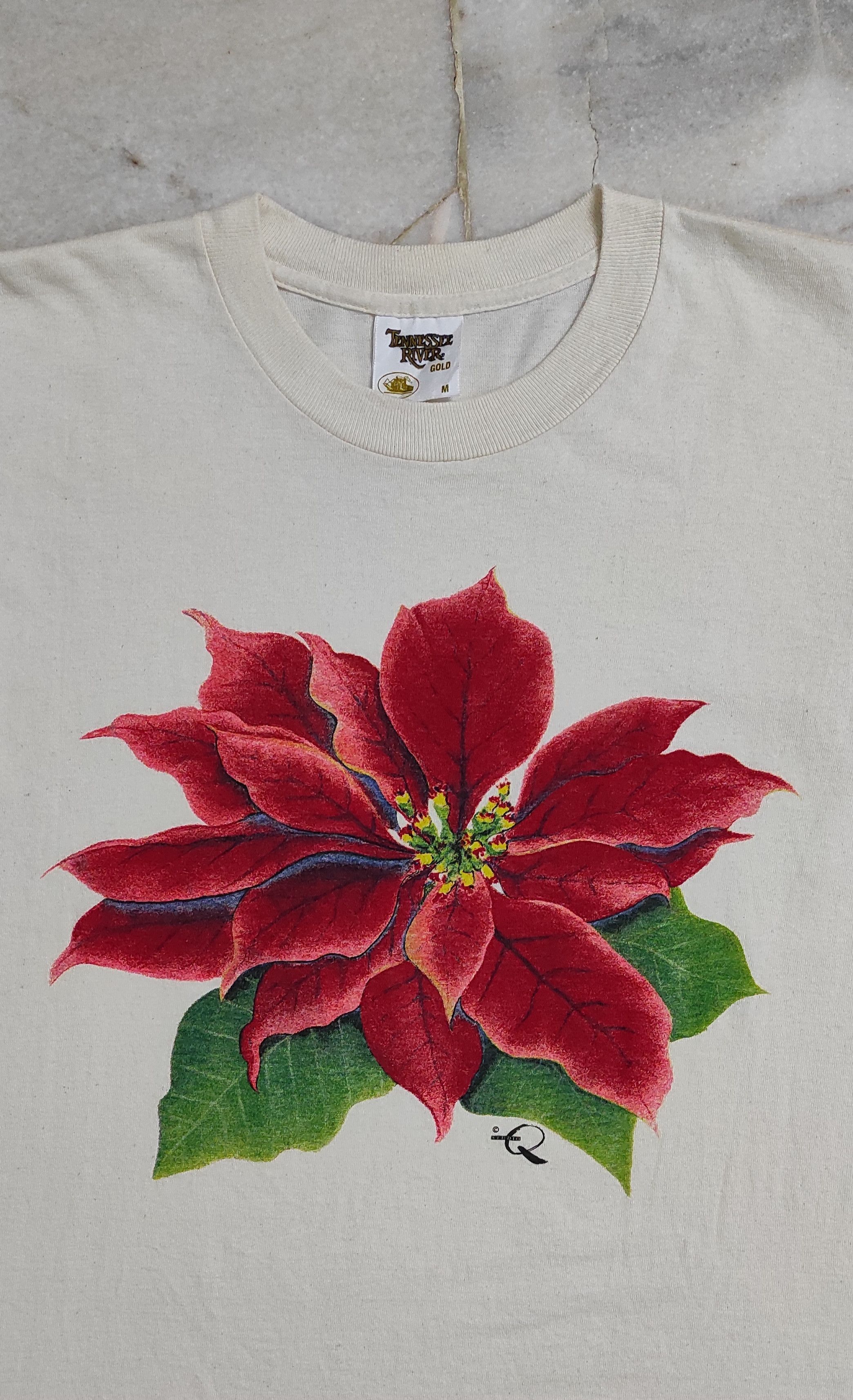 Vintage Vintage 90's STUDIO Q ART Van Gogh POINSETTIA FLOWER tee Size US M / EU 48-50 / 2 - 3 Thumbnail
