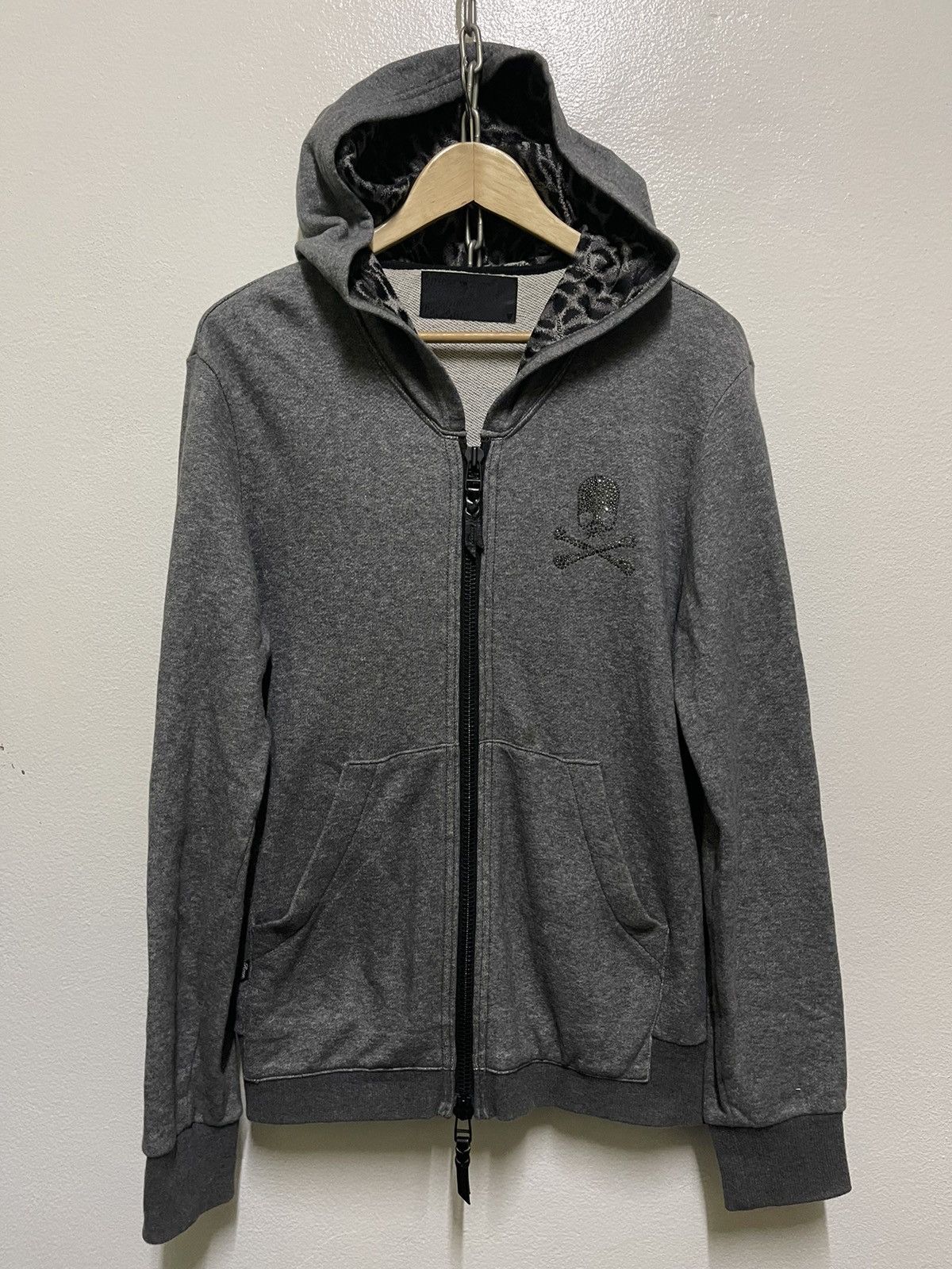 image of Roen Skull Sweater Zipper Hoodie Japan in Grey, Men's (Size Medium)