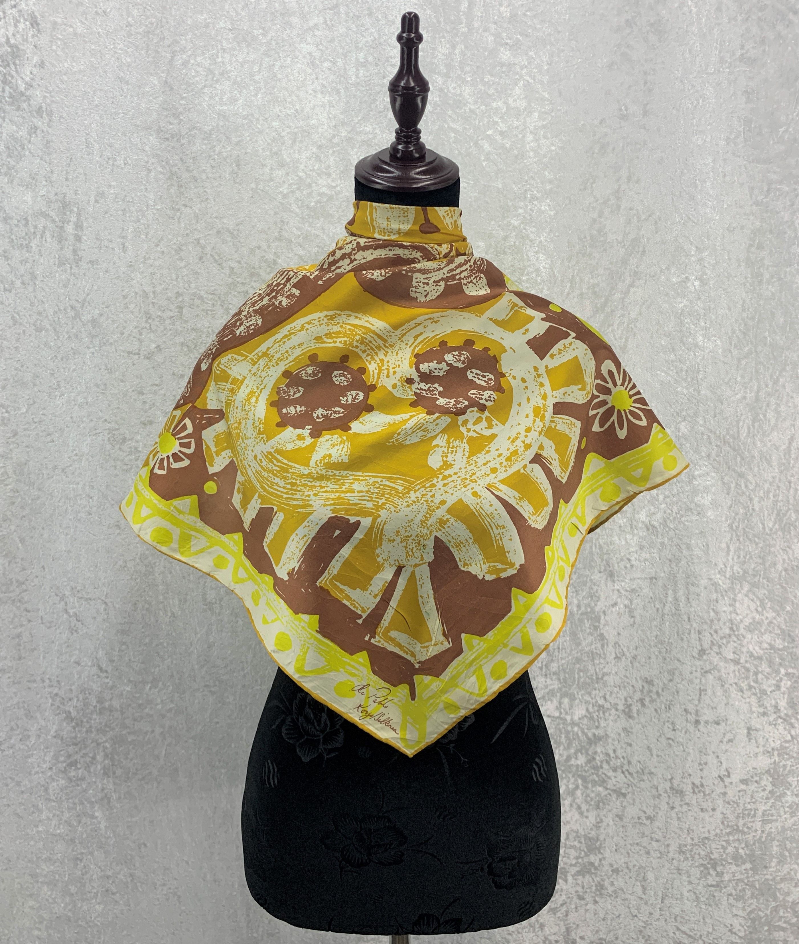 Vintage Abstract Paisley Silk Scarf/Square Scarf -SCA212