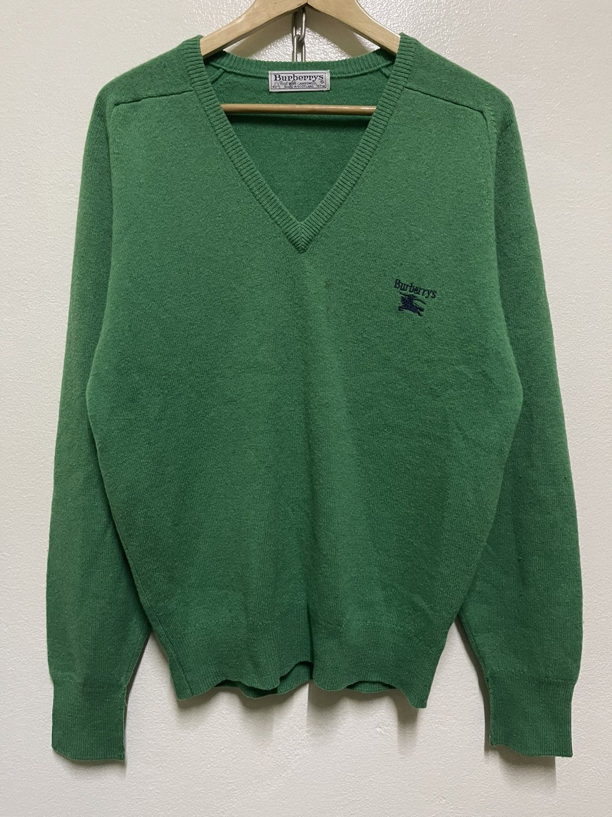 Burberry Burberrys Jumper Lambswool Green Size US M / EU 48-50 / 2 - 1 Thumbnail