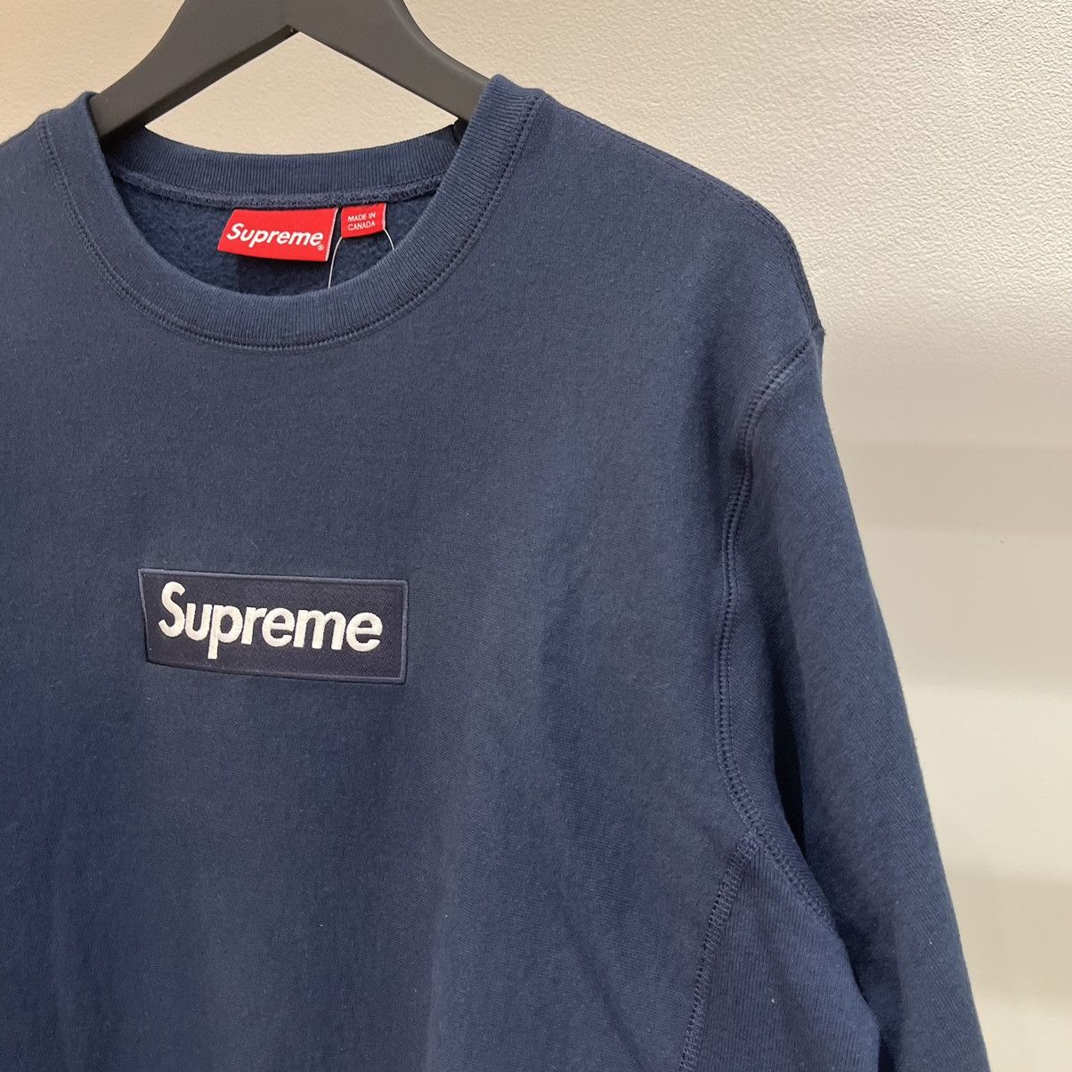 Supreme Navy Box Logo Crewneck (2018)