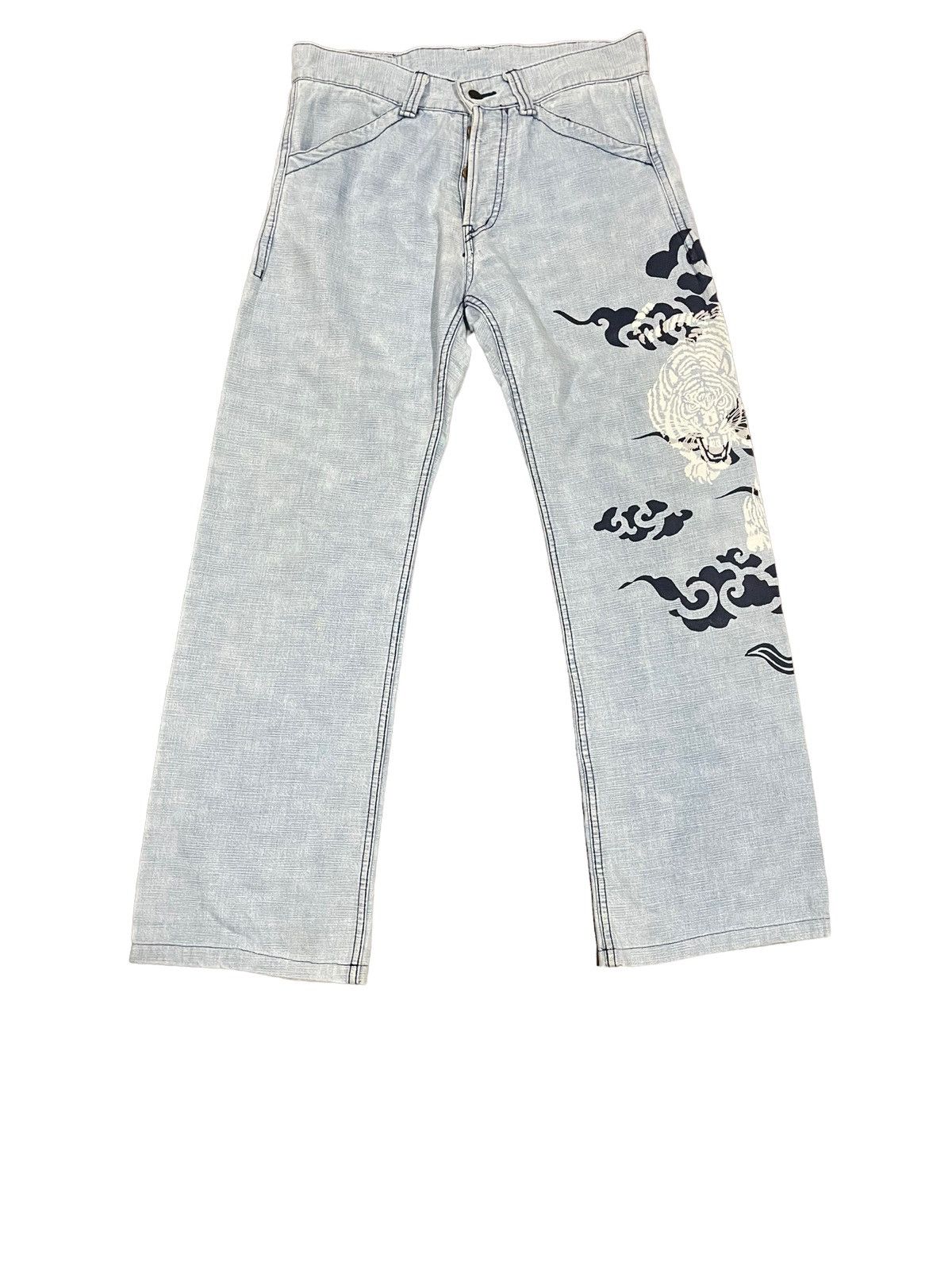 If Six Was Nine Indigo Japan Crouching Tiger Traditional Japan Jeans Size US 33 - 3 Thumbnail