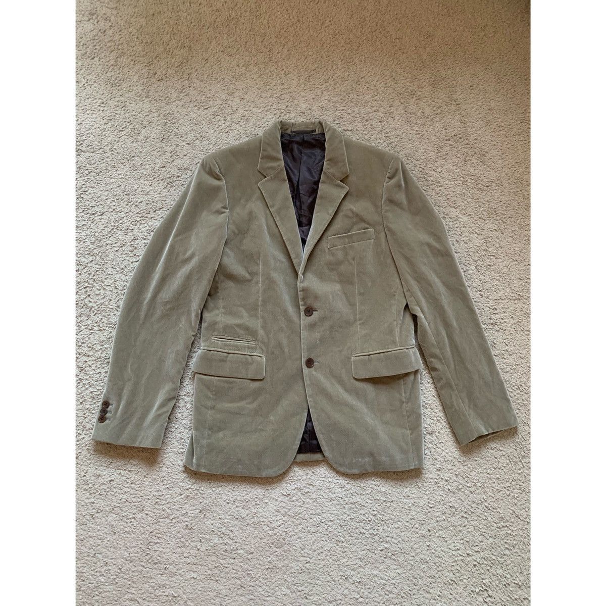 image of Theory Velvet Shaw Blazer in Olive, Men's (Size 40R)