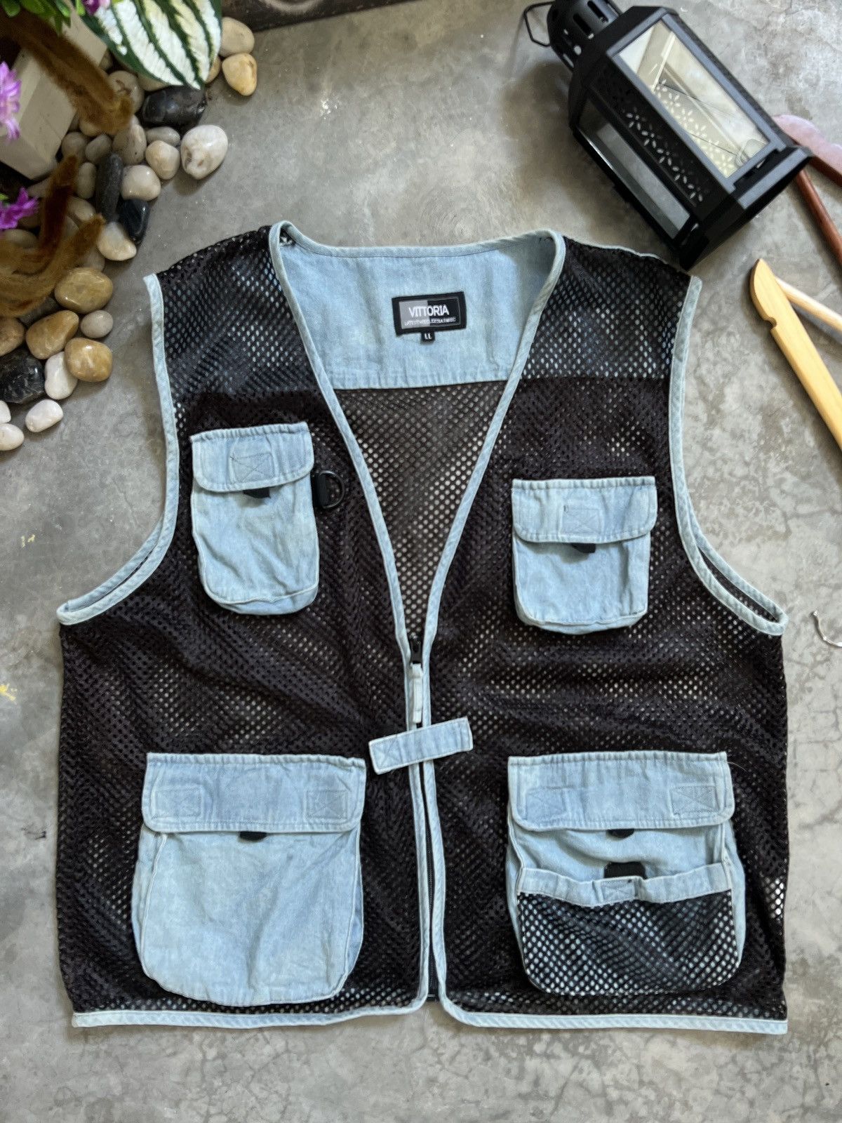 Japanese Brand × Vintage Vintage 🖤 Vintage Vittoria Cargo Pocket Net Vest Size US L / EU 52-54 / 3 - 6 Thumbnail