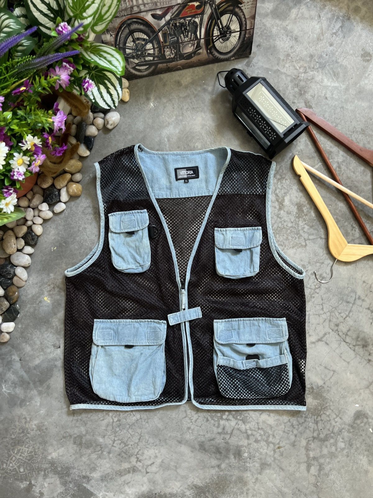 Japanese Brand × Vintage Vintage 🖤 Vintage Vittoria Cargo Pocket Net Vest Size US L / EU 52-54 / 3 - 5 Thumbnail