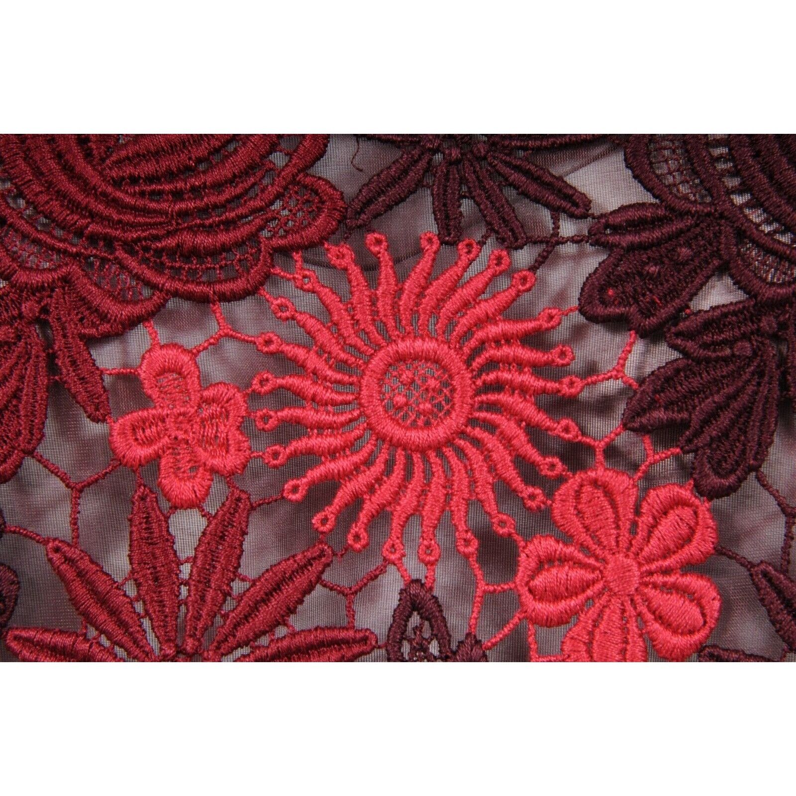 Valentino Lace Top Red Burgundy Top Floral Flower Embroidered Size M / US 6-8 / IT 42-44 - 5 Thumbnail