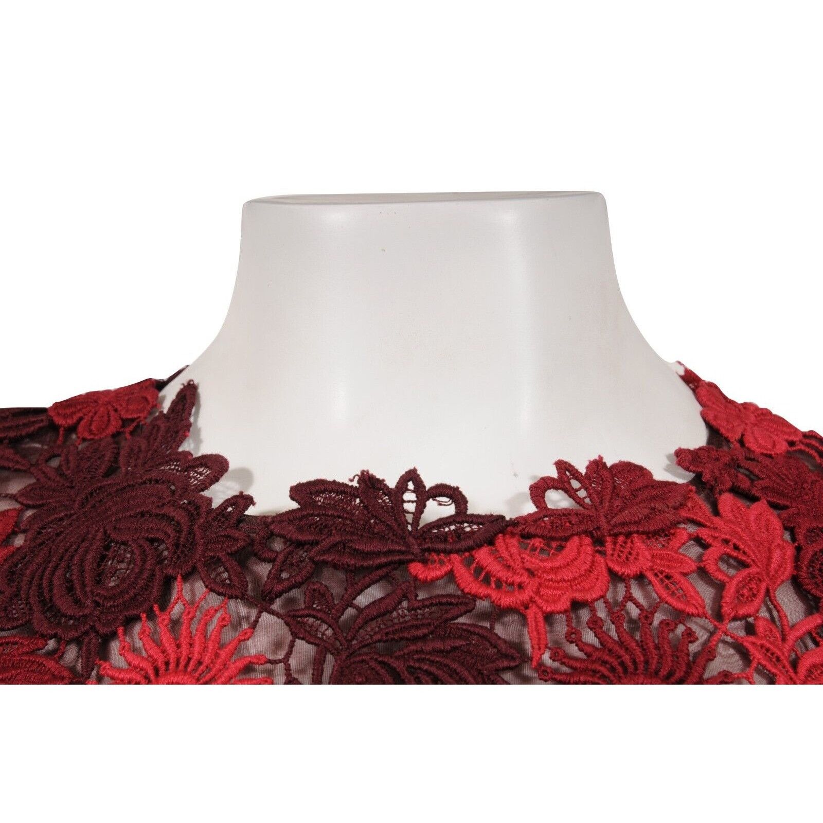 Valentino Lace Top Red Burgundy Top Floral Flower Embroidered Size M / US 6-8 / IT 42-44 - 9 Thumbnail