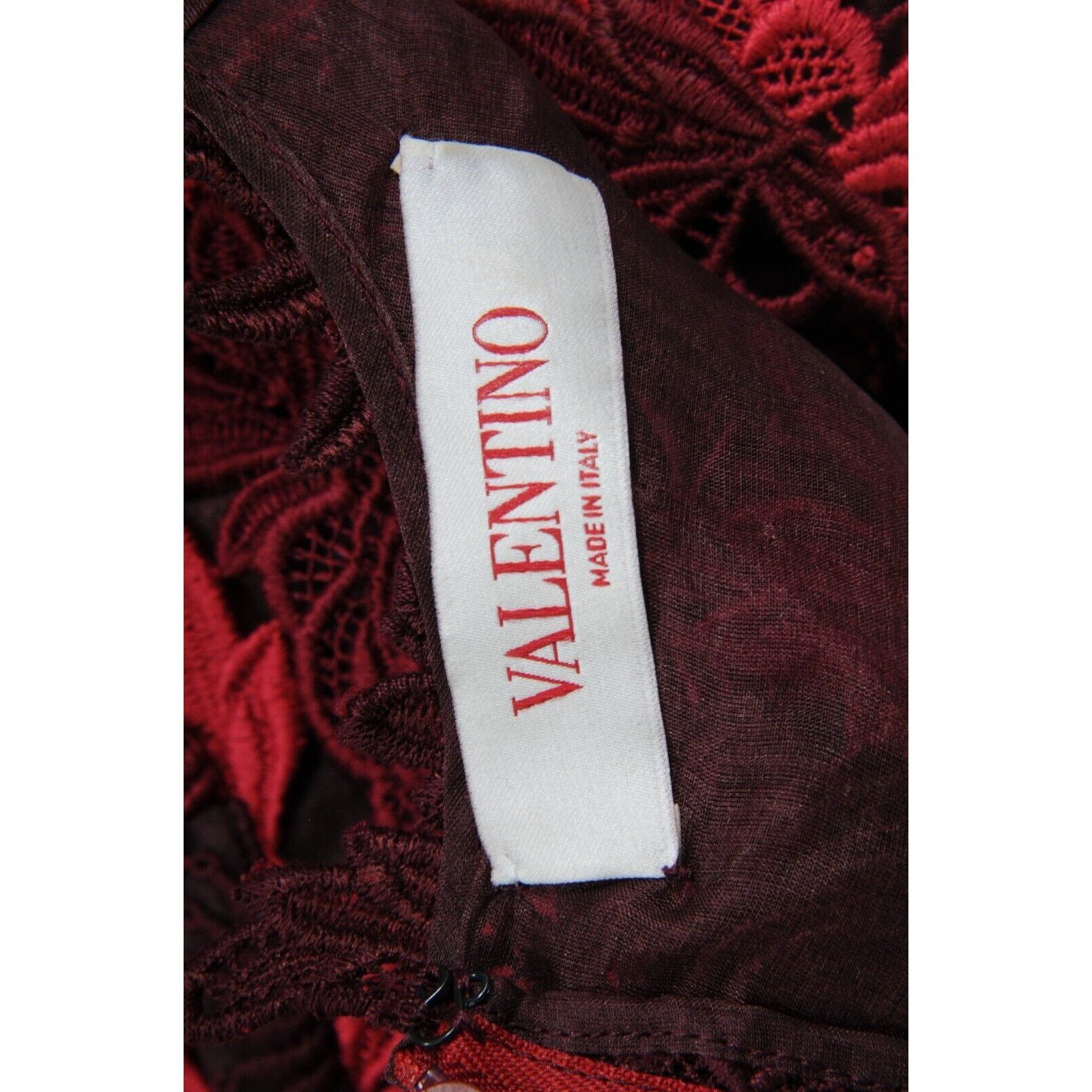 Valentino Lace Top Red Burgundy Top Floral Flower Embroidered Size M / US 6-8 / IT 42-44 - 10 Thumbnail