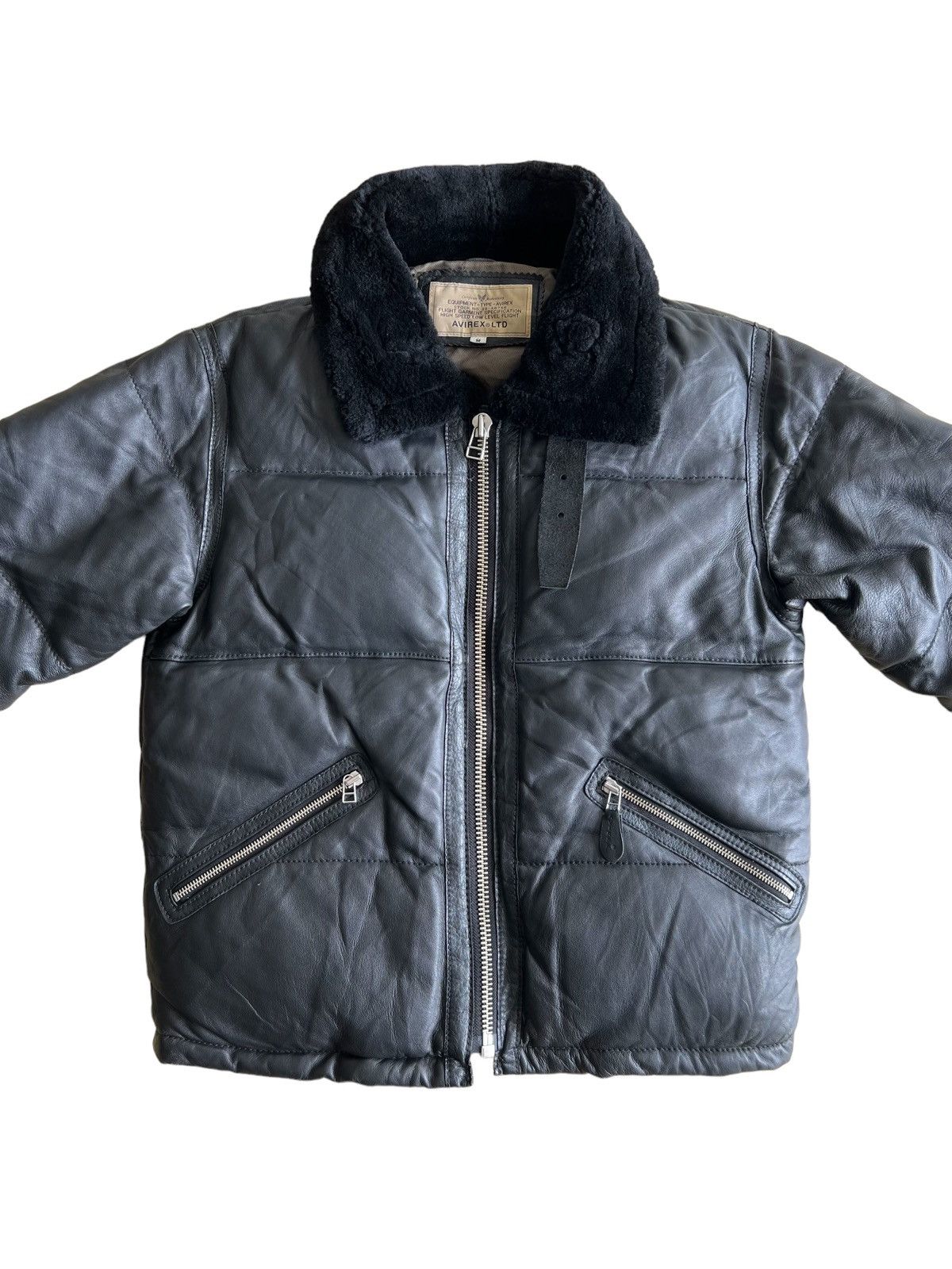Avirex GRAIL🔥90s Avirex Genuine Sheep Leather Fur Neck Down Jacket Size US M / EU 48-50 / 2 - 3 Thumbnail