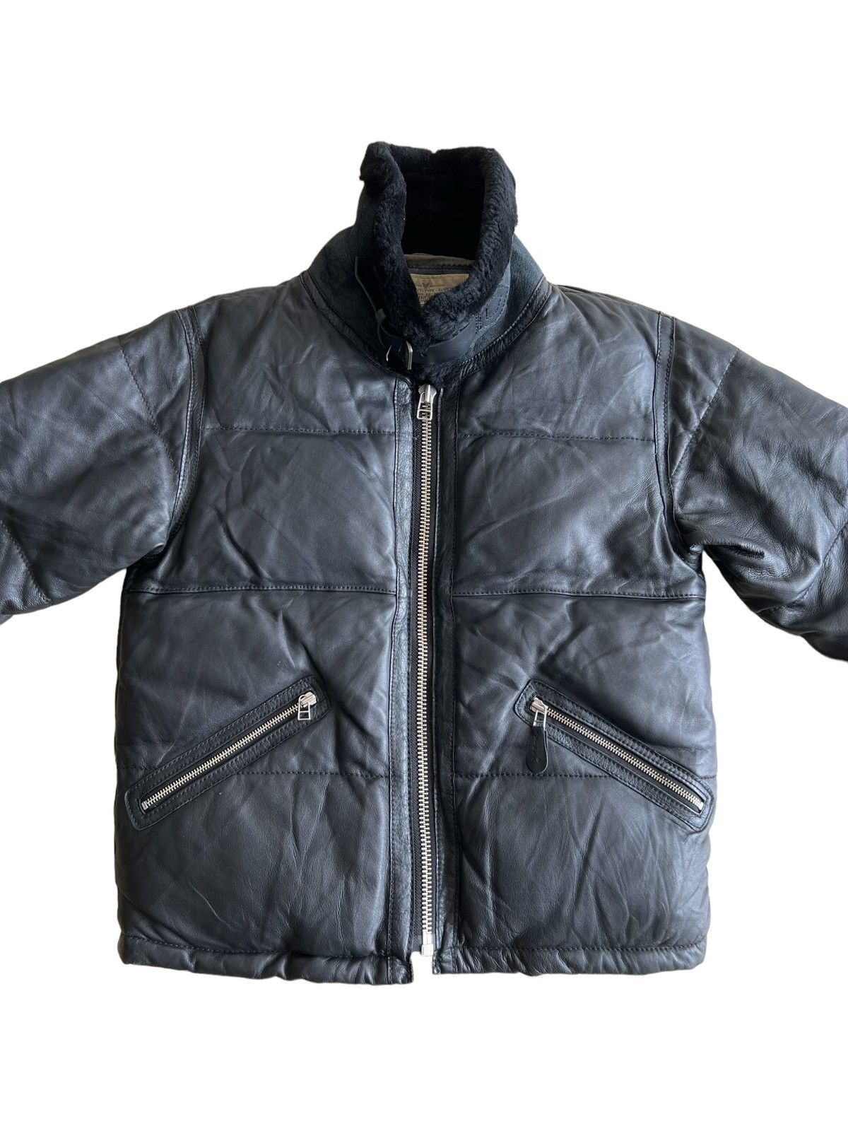 Avirex GRAIL🔥90s Avirex Genuine Sheep Leather Fur Neck Down Jacket Size US M / EU 48-50 / 2 - 4 Thumbnail