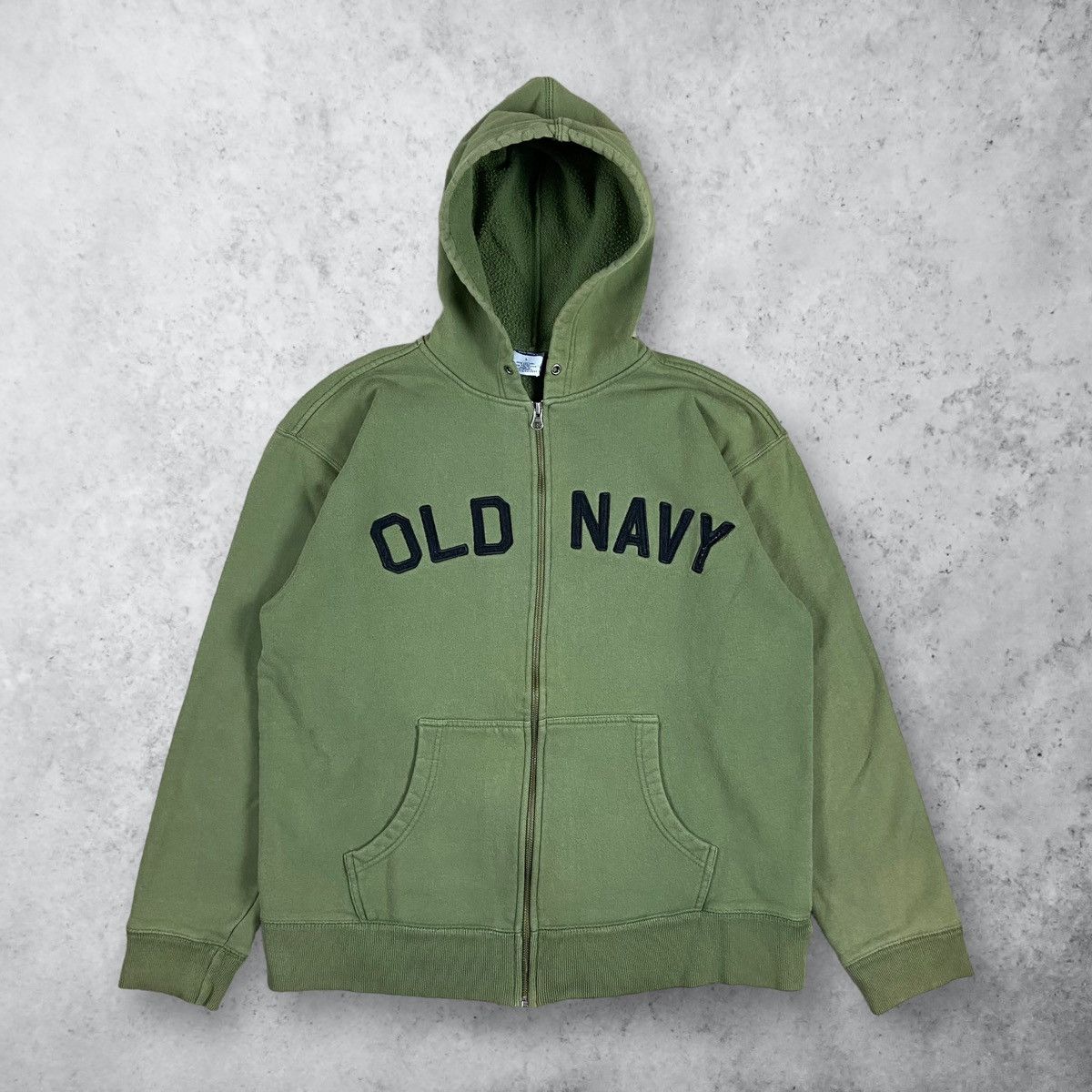 Old Navy Streetwear Vintage Vintage 90s Old Navy Spell Out Full Zip Sage Green Hoodie Grailed