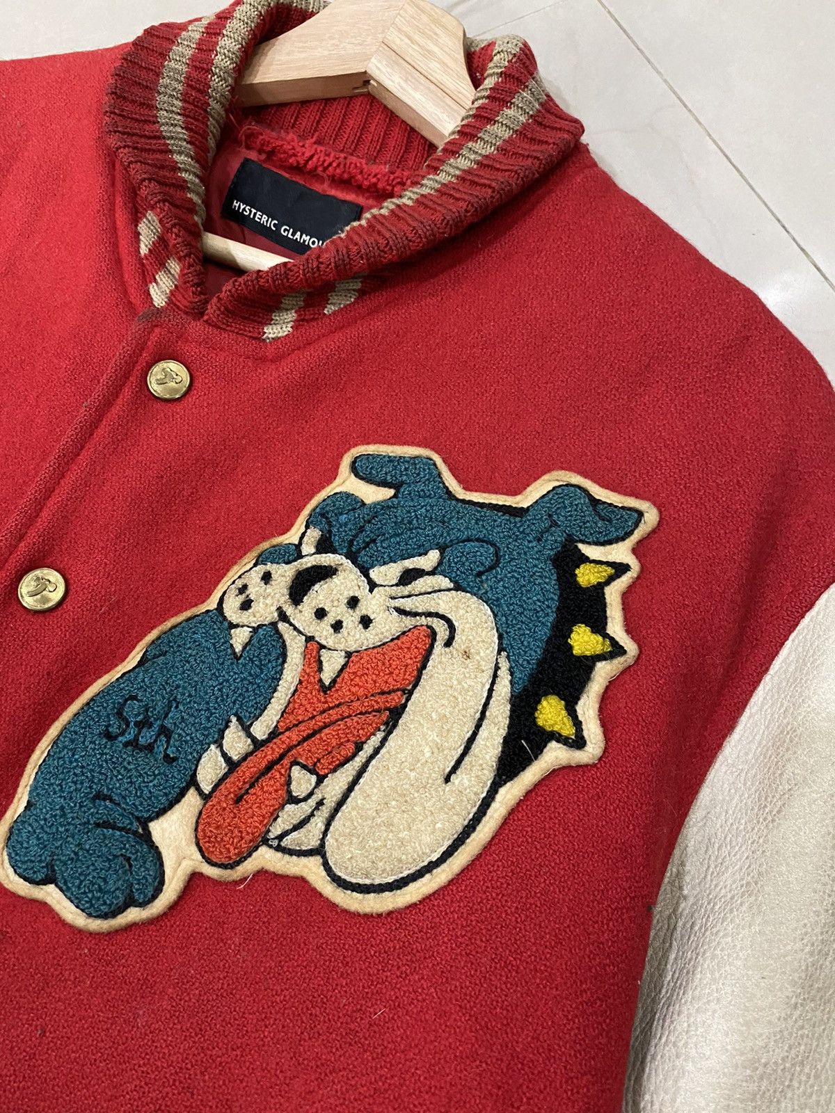 Hysteric Glamour 🔥HYSTERIC GLAMOUR BULLDOG LOGO WOOL LEATHER VARSITY JACKET Size US M / EU 48-50 / 2 - 7 Thumbnail