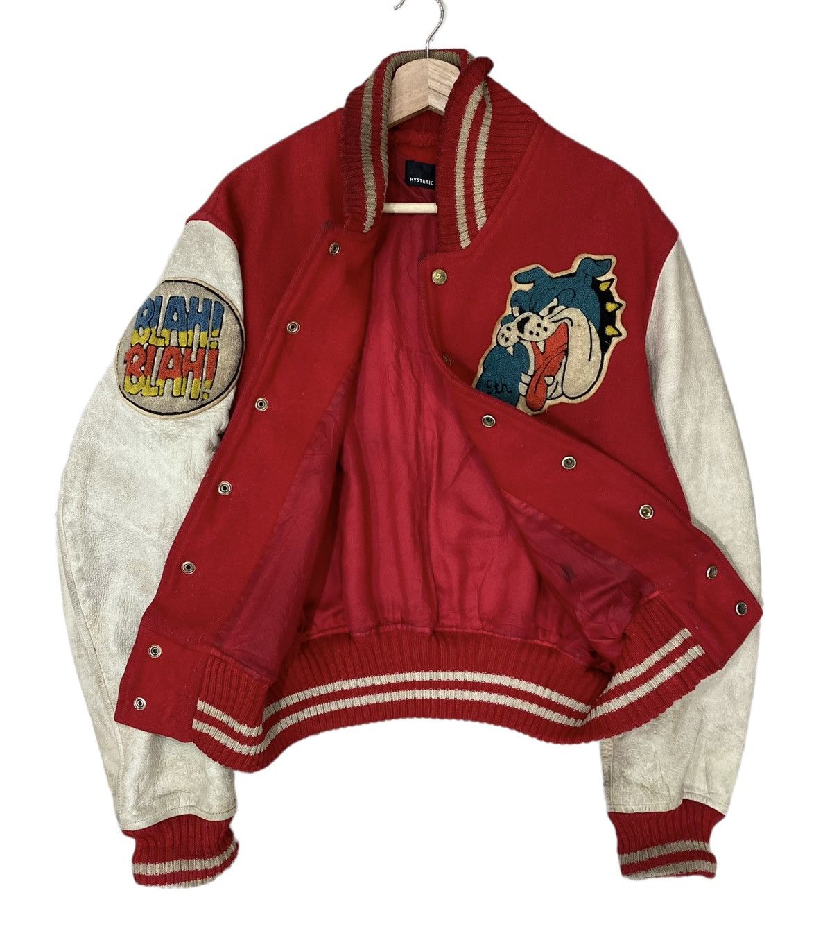 Hysteric Glamour 🔥HYSTERIC GLAMOUR BULLDOG LOGO WOOL LEATHER VARSITY JACKET Size US M / EU 48-50 / 2 - 5 Thumbnail