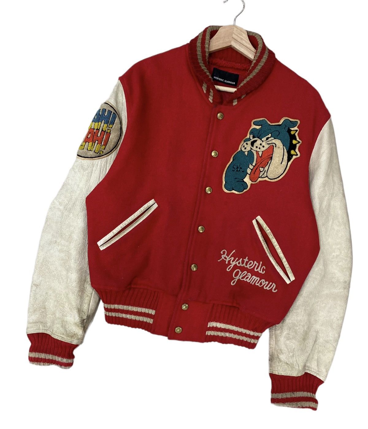 Hysteric Glamour 🔥HYSTERIC GLAMOUR BULLDOG LOGO WOOL LEATHER VARSITY JACKET Size US M / EU 48-50 / 2 - 3 Thumbnail