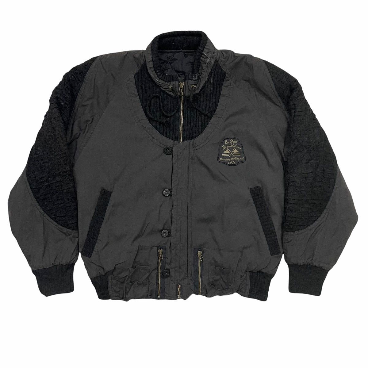 Issey Miyake × Japanese Brand 💥 80s Pia Motorsport Full Black Bomber Jacket Size US M / EU 48-50 / 2 - 1 Thumbnail