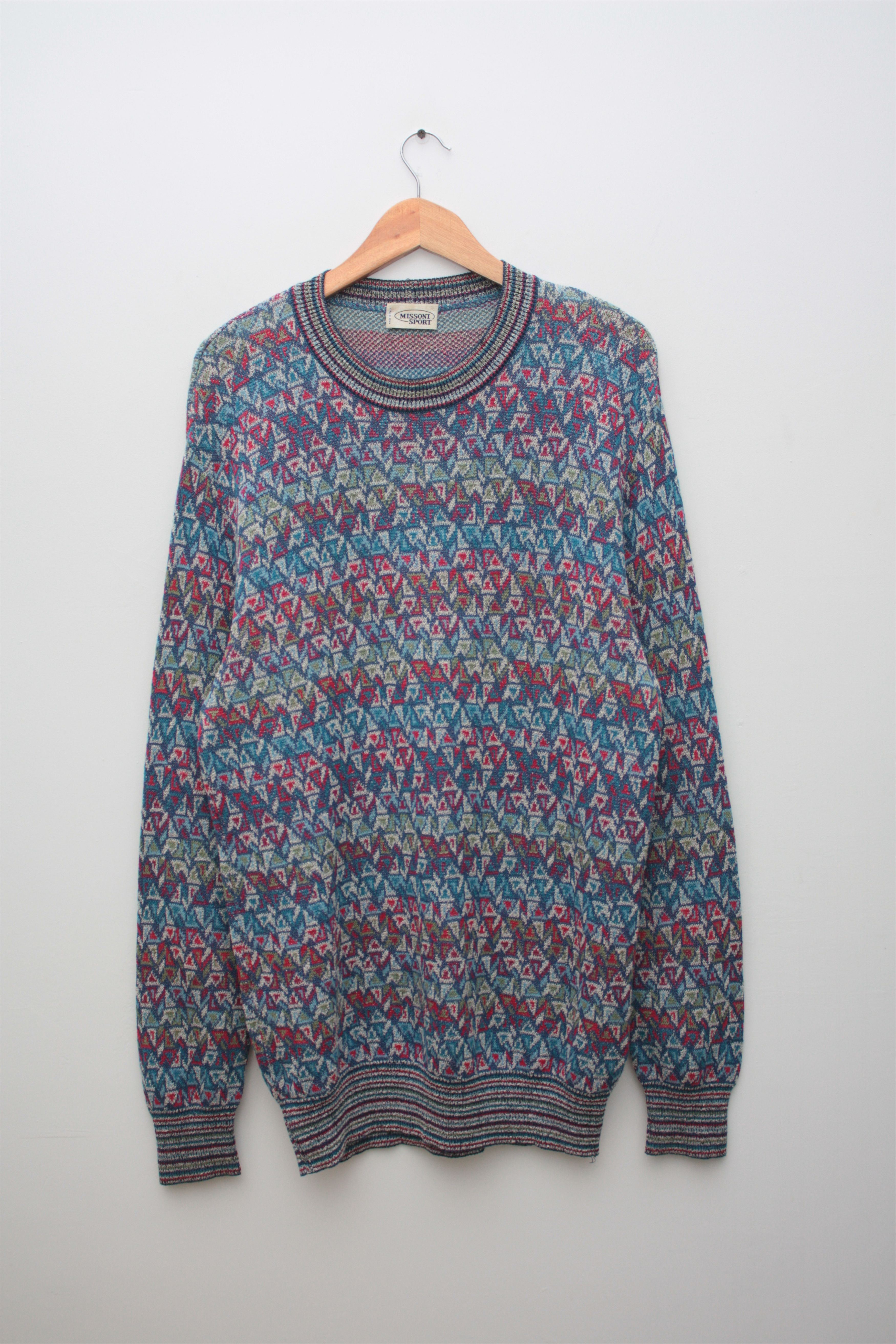 90s Vintage 2024 Mens MISSONI Sweater Knitted Jumper Printed Size 52 XL