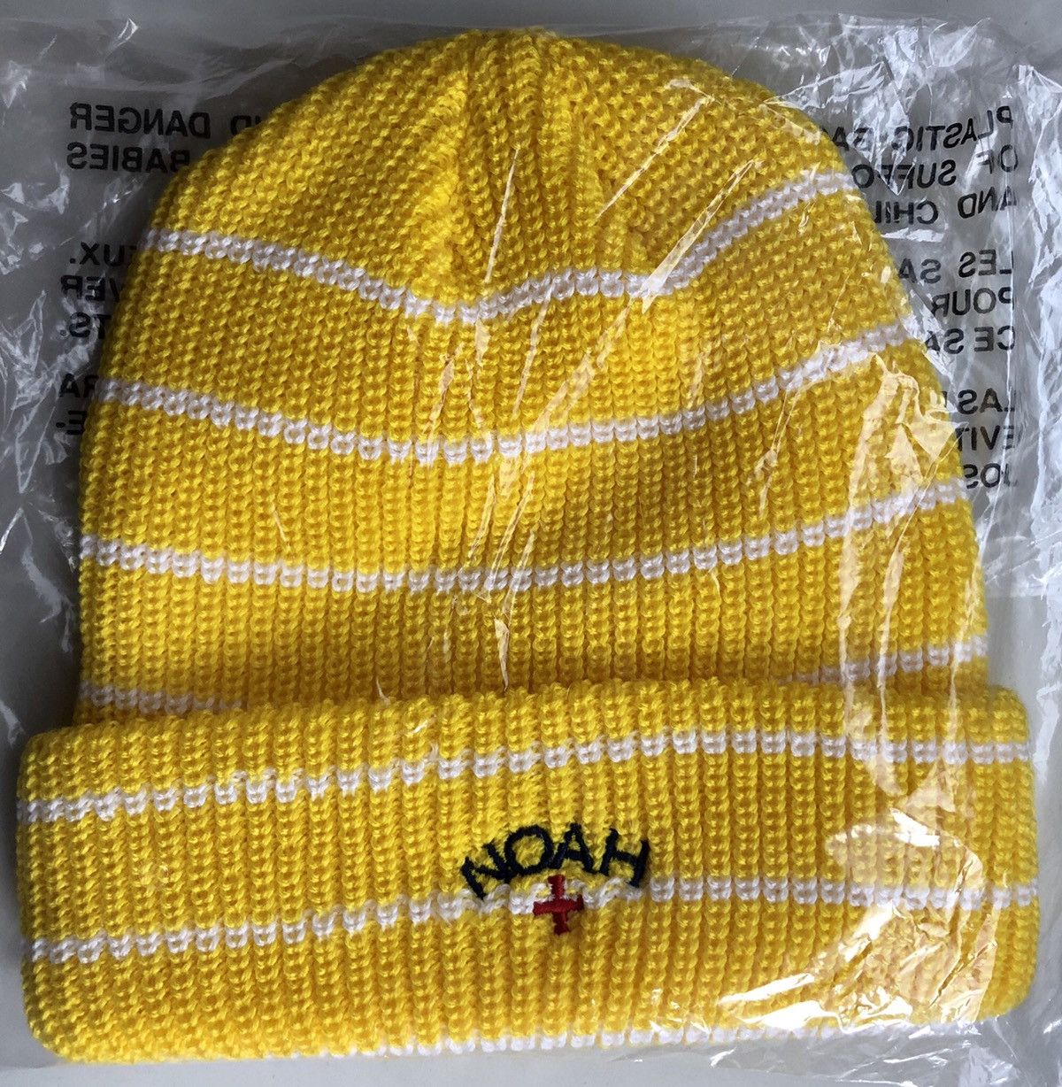 Noah FW20 Core Logo Stripe Beanie YELLOW Size ONE SIZE - 1 Thumbnail