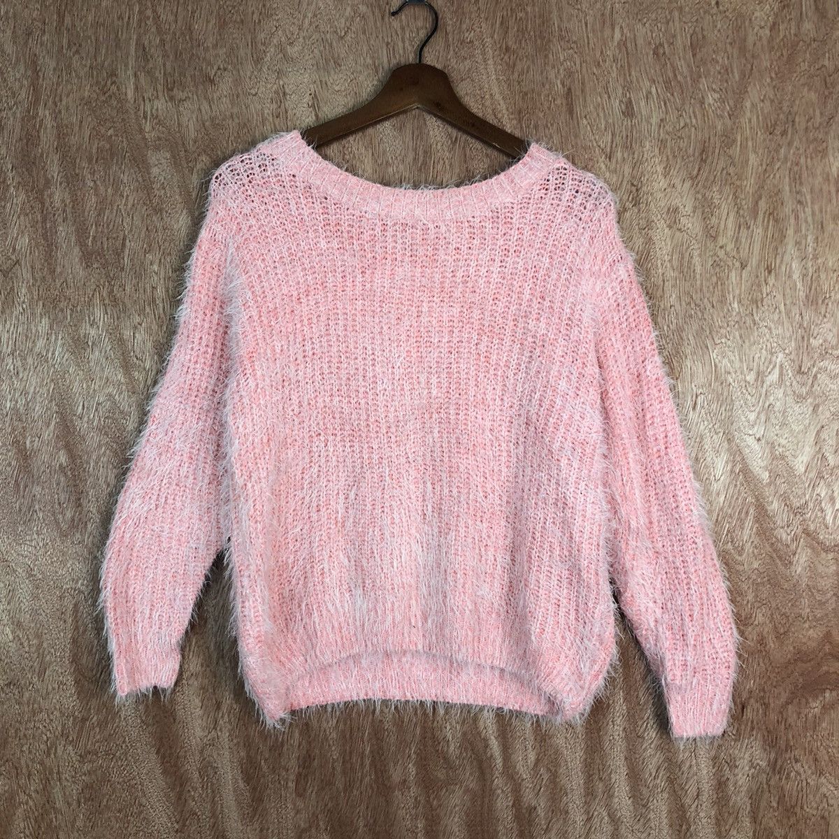 DL Japan Pink Mohair shag shaggy fur knitwear #c338