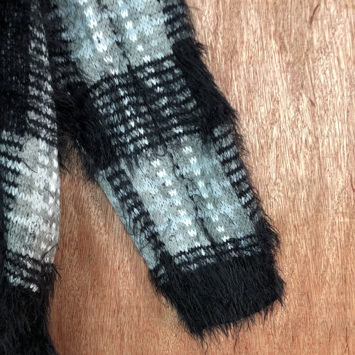 Homespun Knitwear DLL AZUL Black Checkered Mohair shaggy fur Knitwear #c348 Size M / US 6-8 / IT 42-44 - 4 Thumbnail