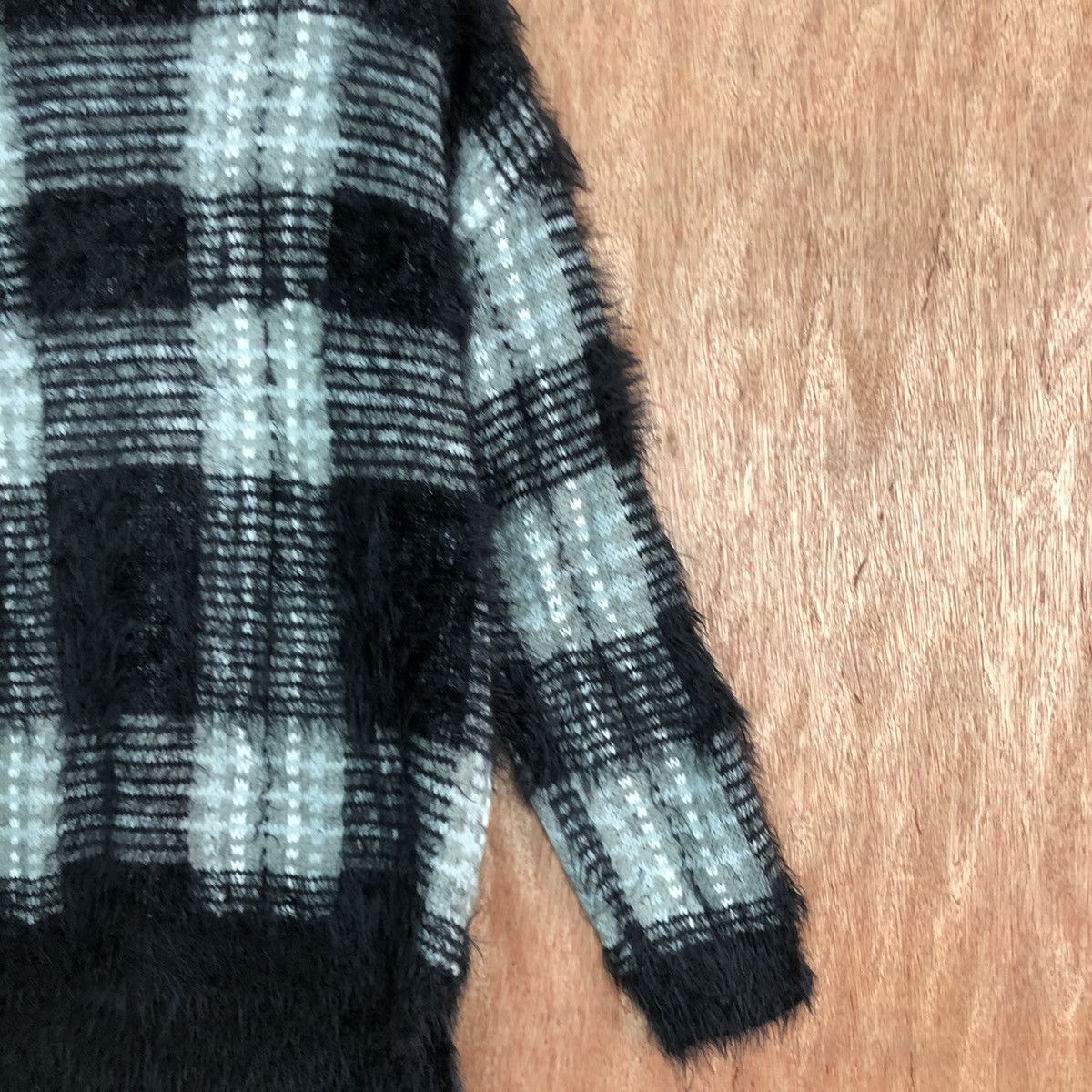 Homespun Knitwear DLL AZUL Black Checkered Mohair shaggy fur Knitwear #c348 Size M / US 6-8 / IT 42-44 - 5 Thumbnail