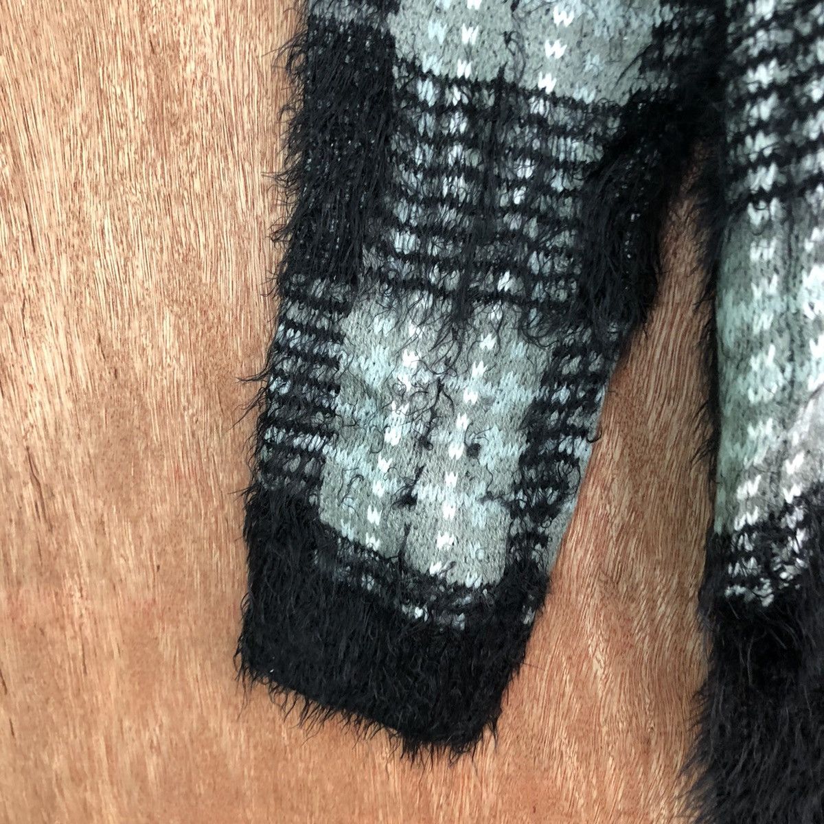 Homespun Knitwear DLL AZUL Black Checkered Mohair shaggy fur Knitwear #c348 Size M / US 6-8 / IT 42-44 - 6 Thumbnail