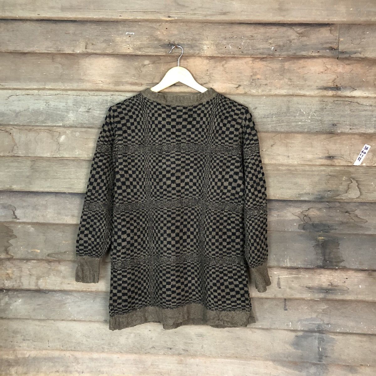 Japanese Brand Sigma Brown Checkred Knitwear #6822 Size US M / EU 48-50 / 2 - 9 Thumbnail