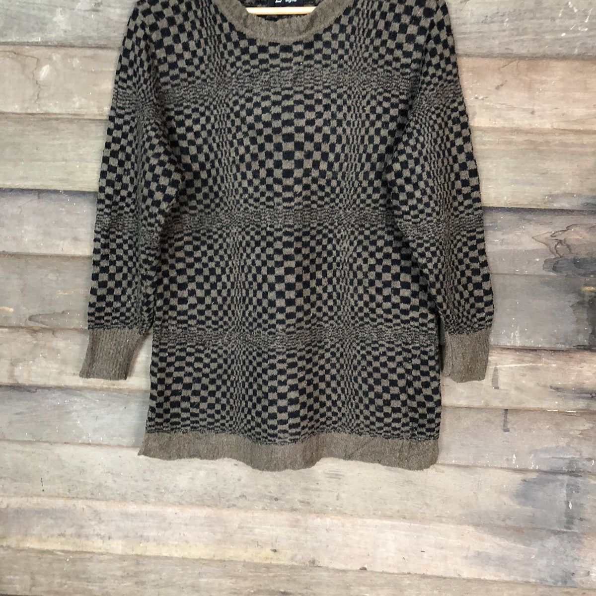 Japanese Brand Sigma Brown Checkred Knitwear #6822 Size US M / EU 48-50 / 2 - 3 Thumbnail