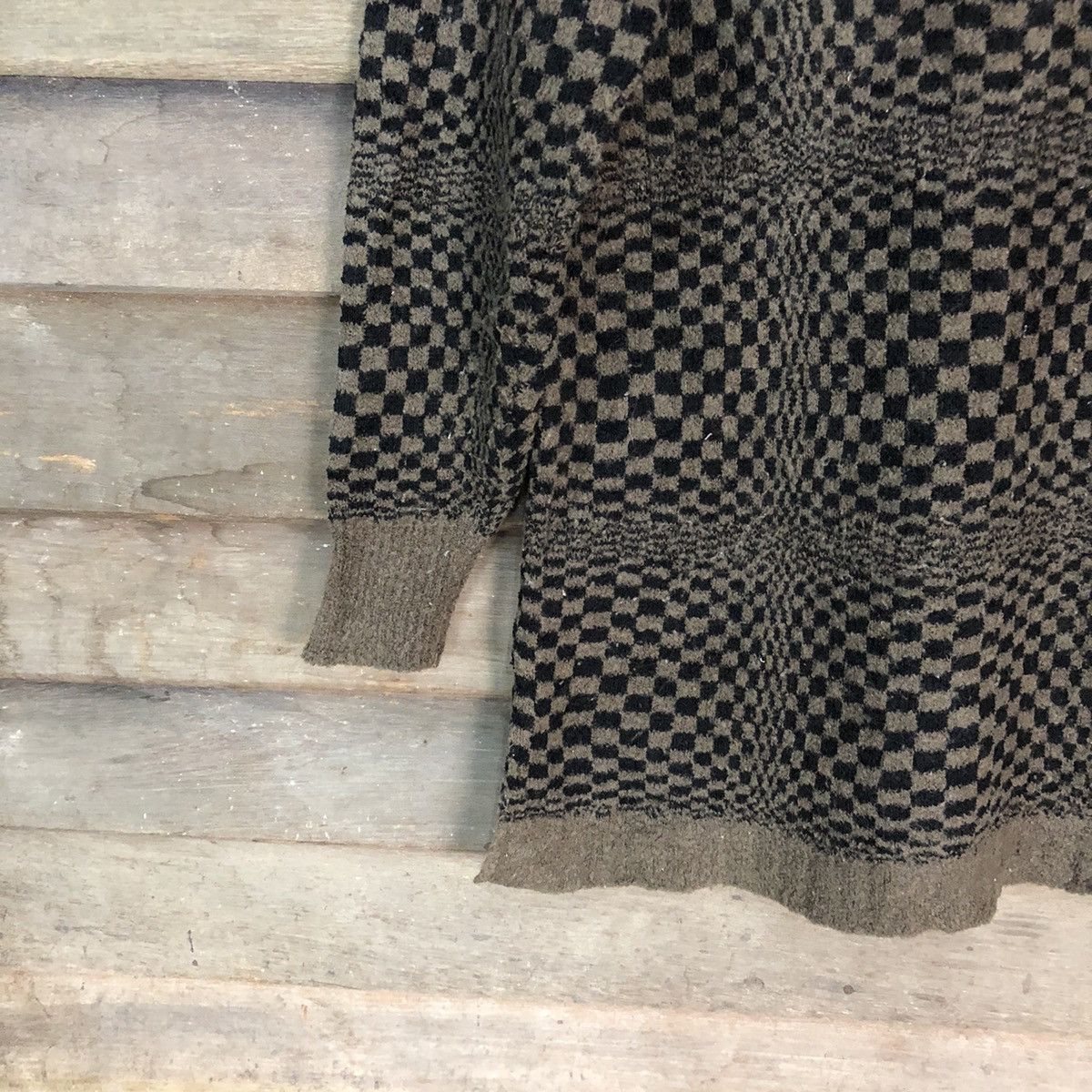 Japanese Brand Sigma Brown Checkred Knitwear #6822 Size US M / EU 48-50 / 2 - 4 Thumbnail