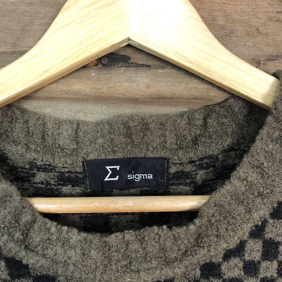 Japanese Brand Sigma Brown Checkred Knitwear #6822 Size US M / EU 48-50 / 2 - 6 Thumbnail