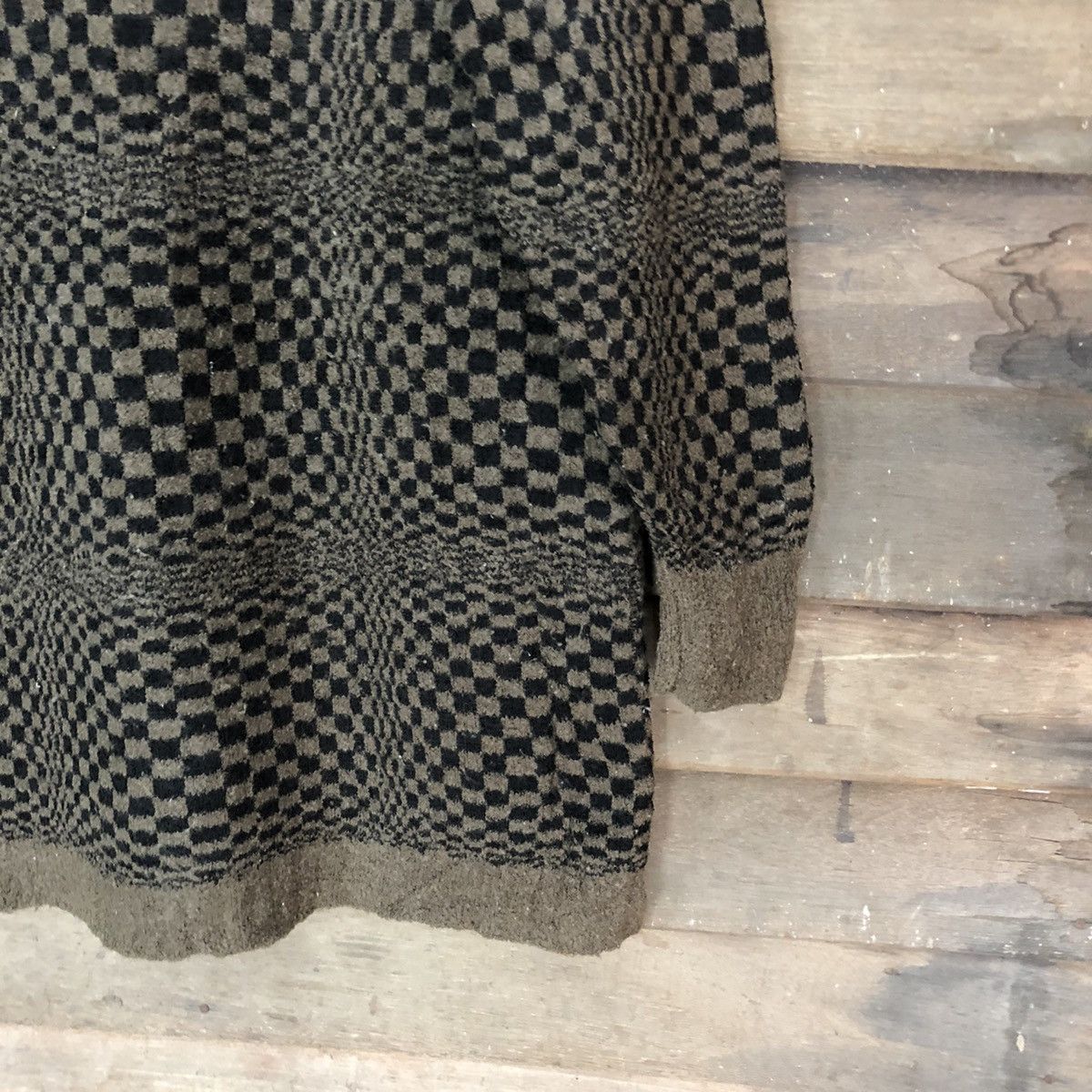 Japanese Brand Sigma Brown Checkred Knitwear #6822 Size US M / EU 48-50 / 2 - 5 Thumbnail