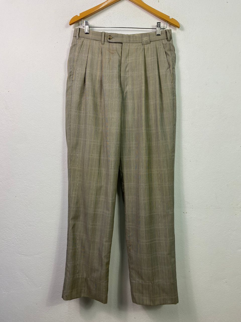 BURBERRYS CHECK PATTERN WOOL TROUSERS