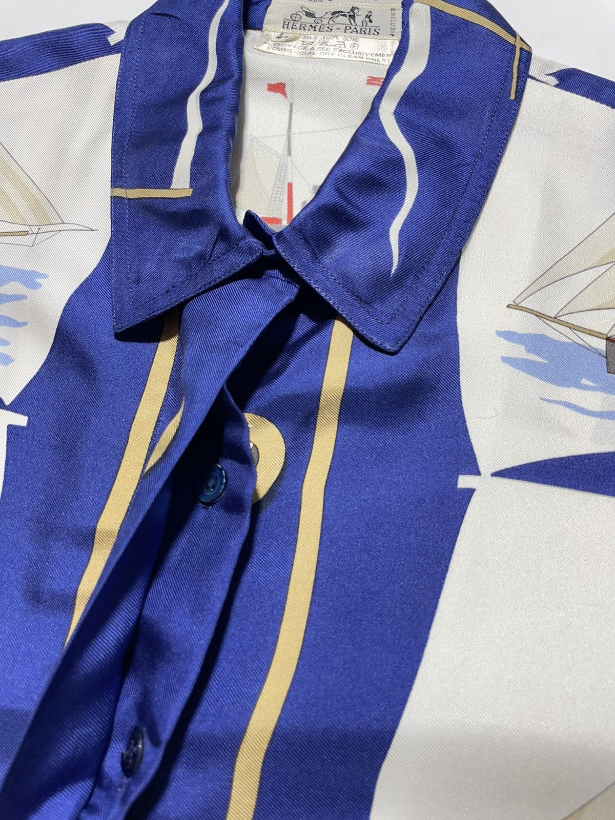 Hermes Vintage Women’s Hermes P. Peron Silk Shirt Size M / US 6-8 / IT 42-44 - 5 Thumbnail