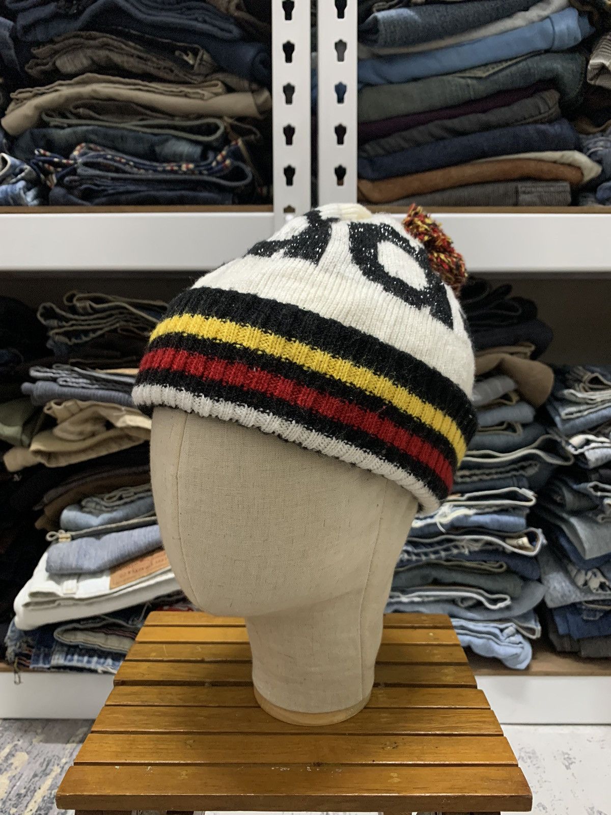 Vintage Vintage Adidas Spell Out Beanie Hat Size ONE SIZE - 1 Thumbnail