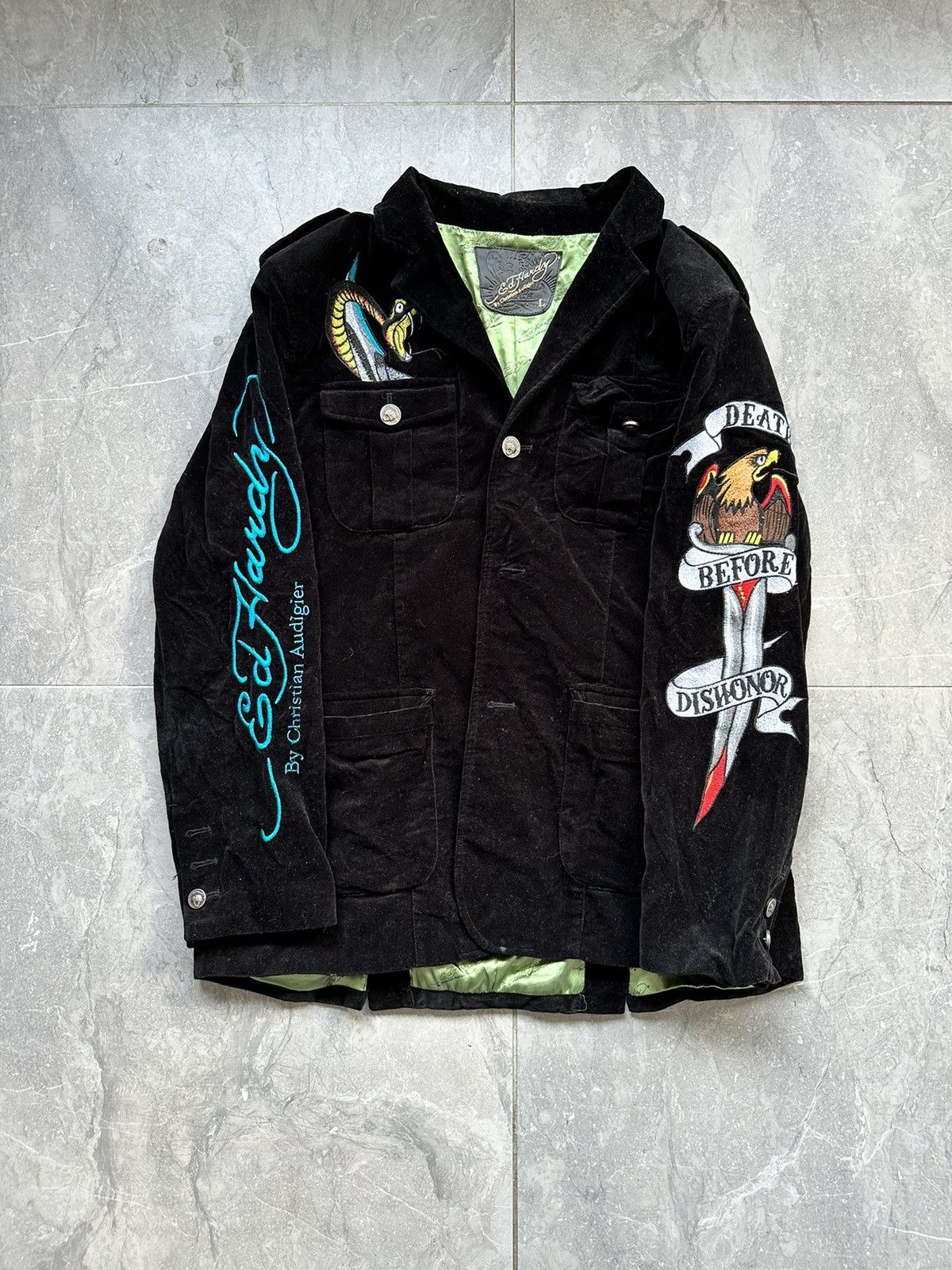Christian Audigier × Ed Hardy × Vintage Vintage Ed Hardy Coat Jacket ...