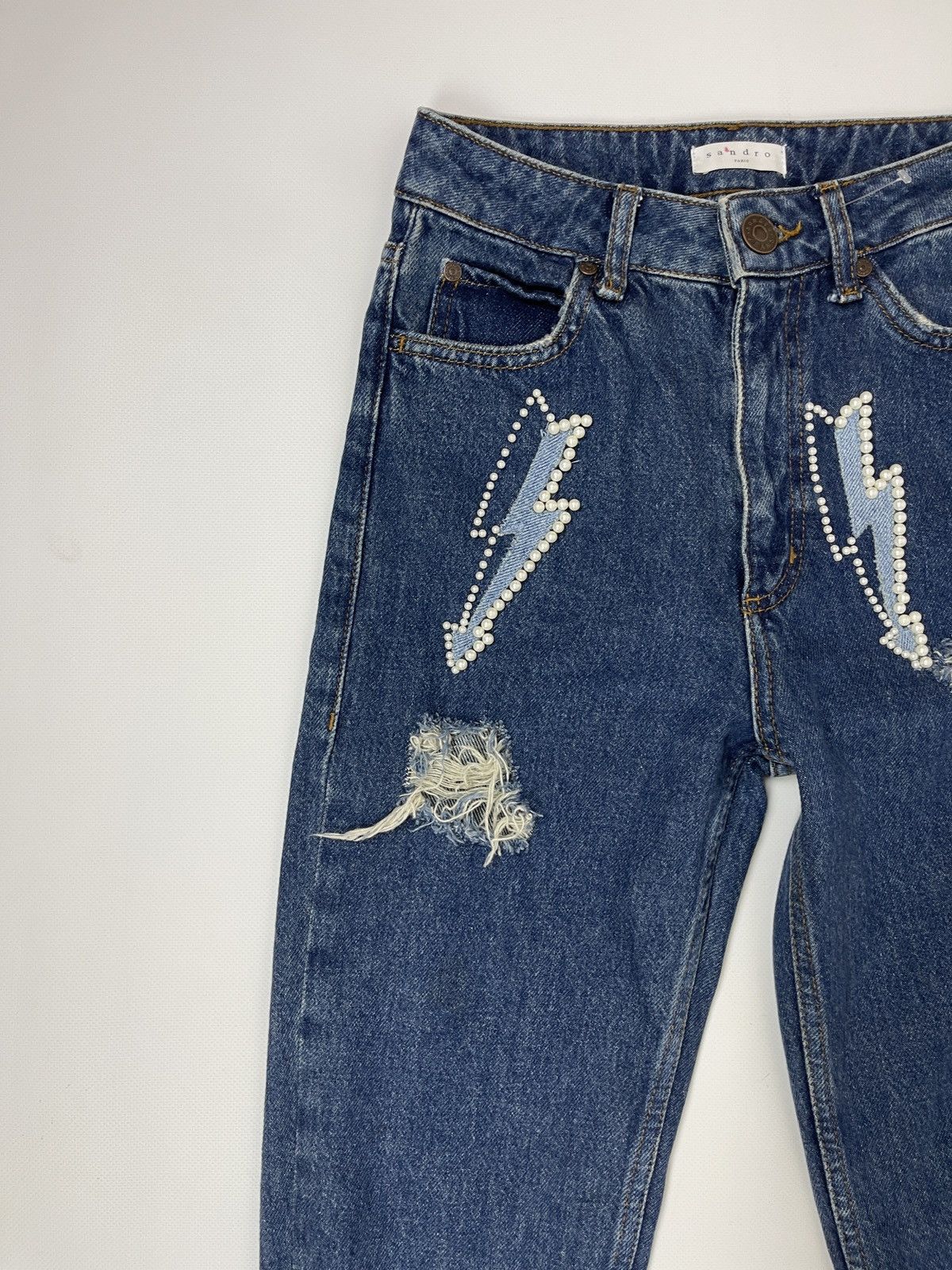 Sandro Sandro Paris Lightening Jeans⚡️⚡️⚡️ distressed denim pants Size 25" / US 0 / IT 36 - 8 Thumbnail