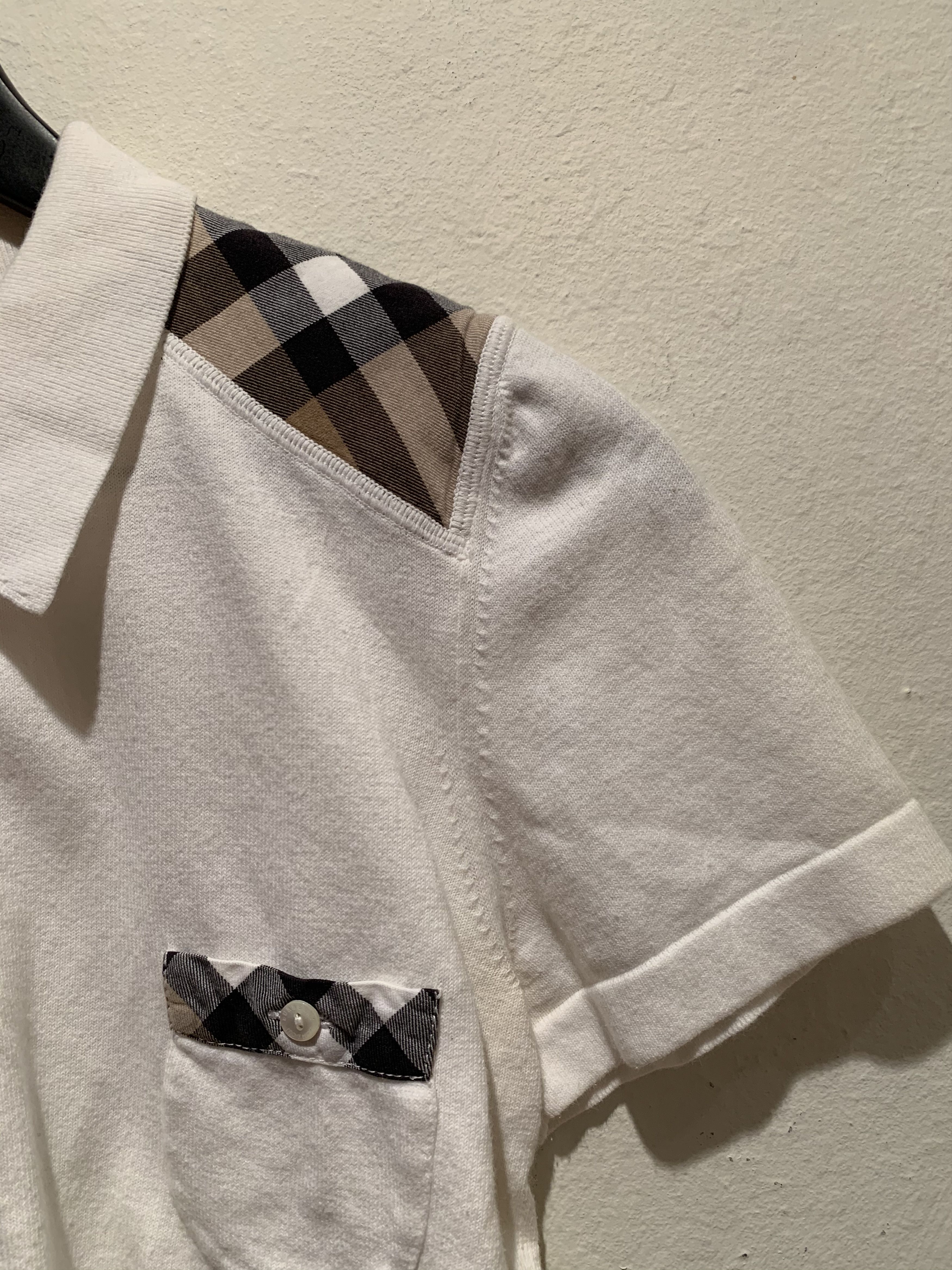 Burberry *RARE* Vintage Burberry Plaid Panel Pocket Polo Shirt Size M / US 6-8 / IT 42-44 - 2 Thumbnail