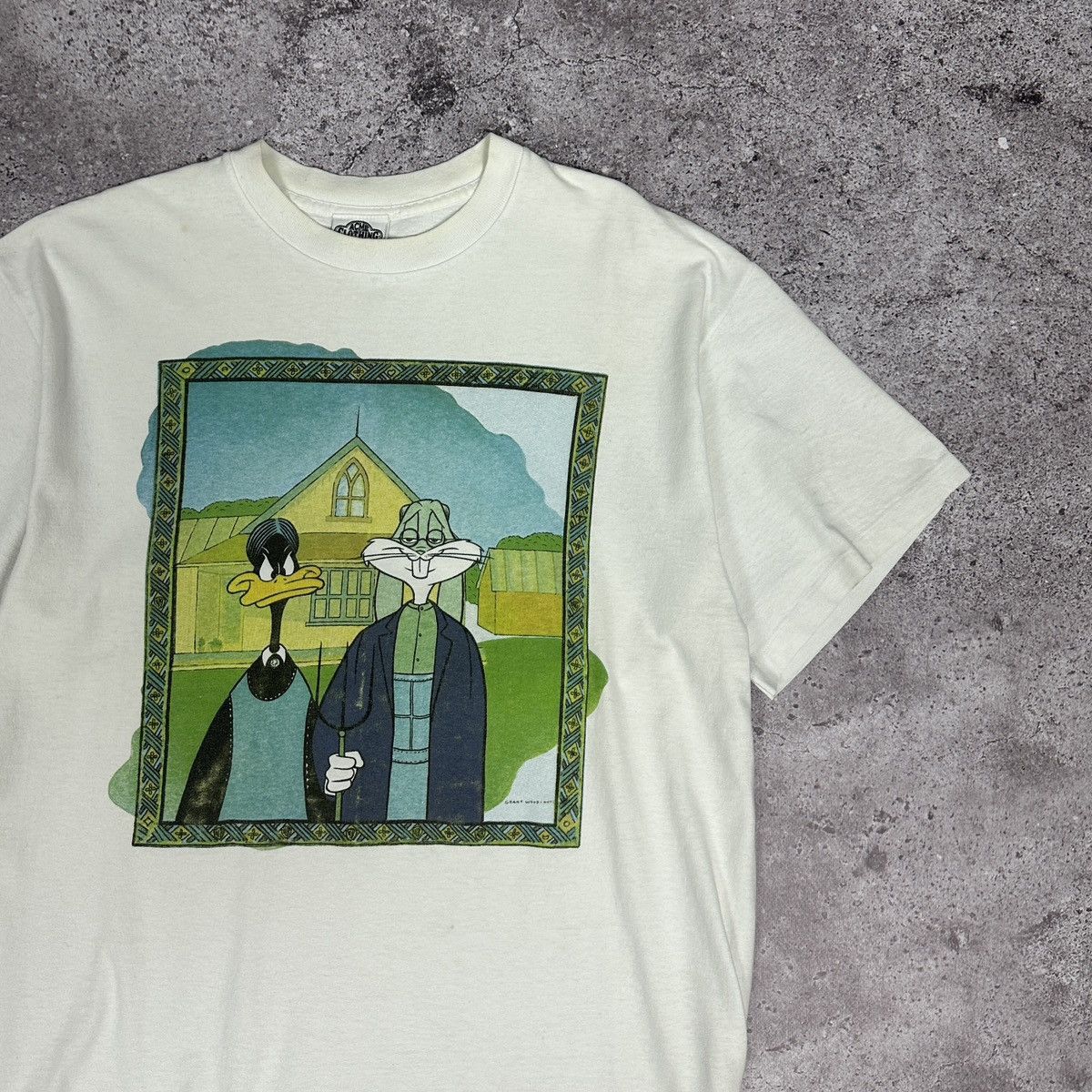 Vintage Vintage 90s Looney Tunes American Gothic Grant woods art tee Size US L / EU 52-54 / 3 - 2 Thumbnail